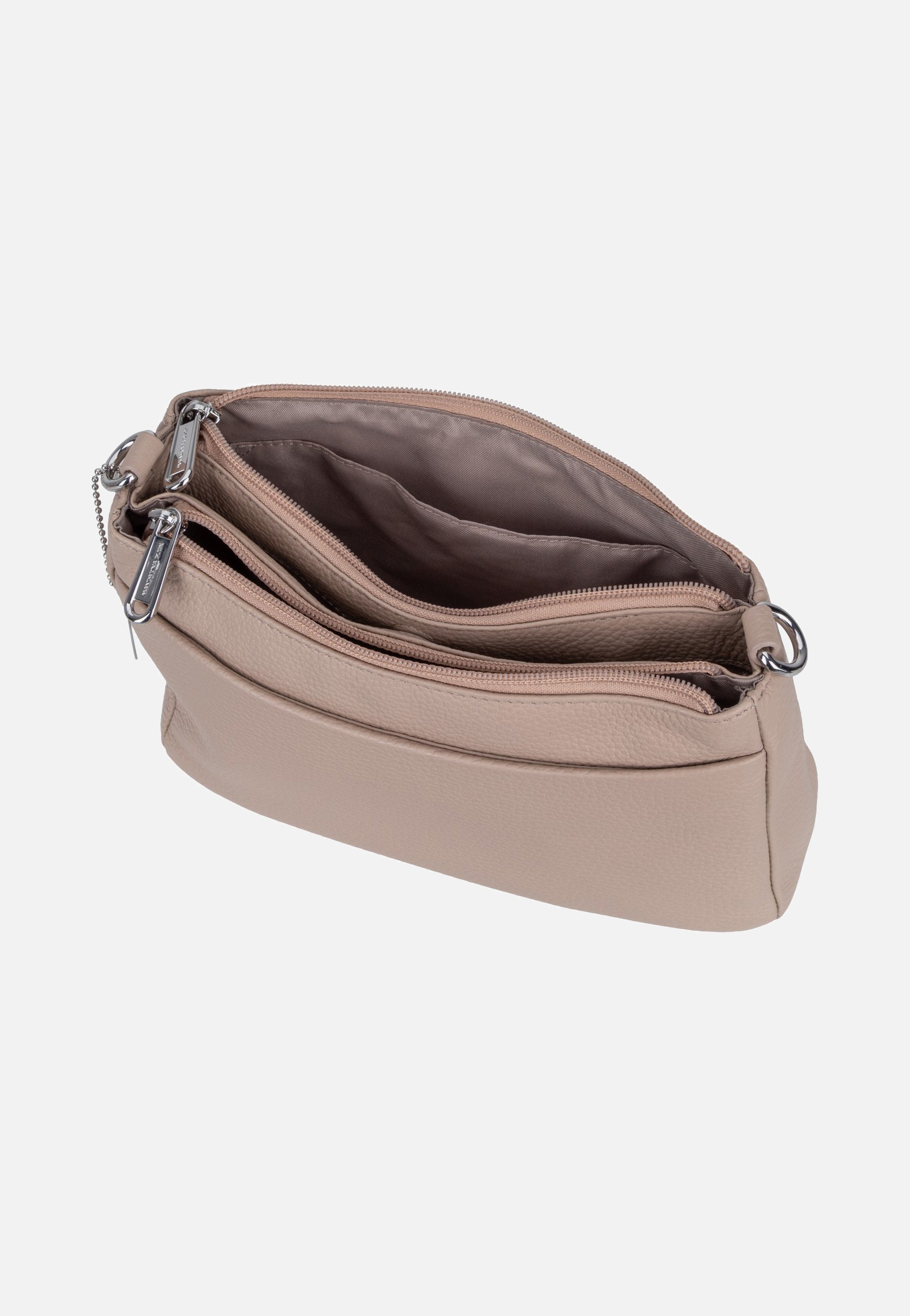 Mandarina Duck Mellow Leather Double Zipped FZTA8 Warm Taupe Evening Bag