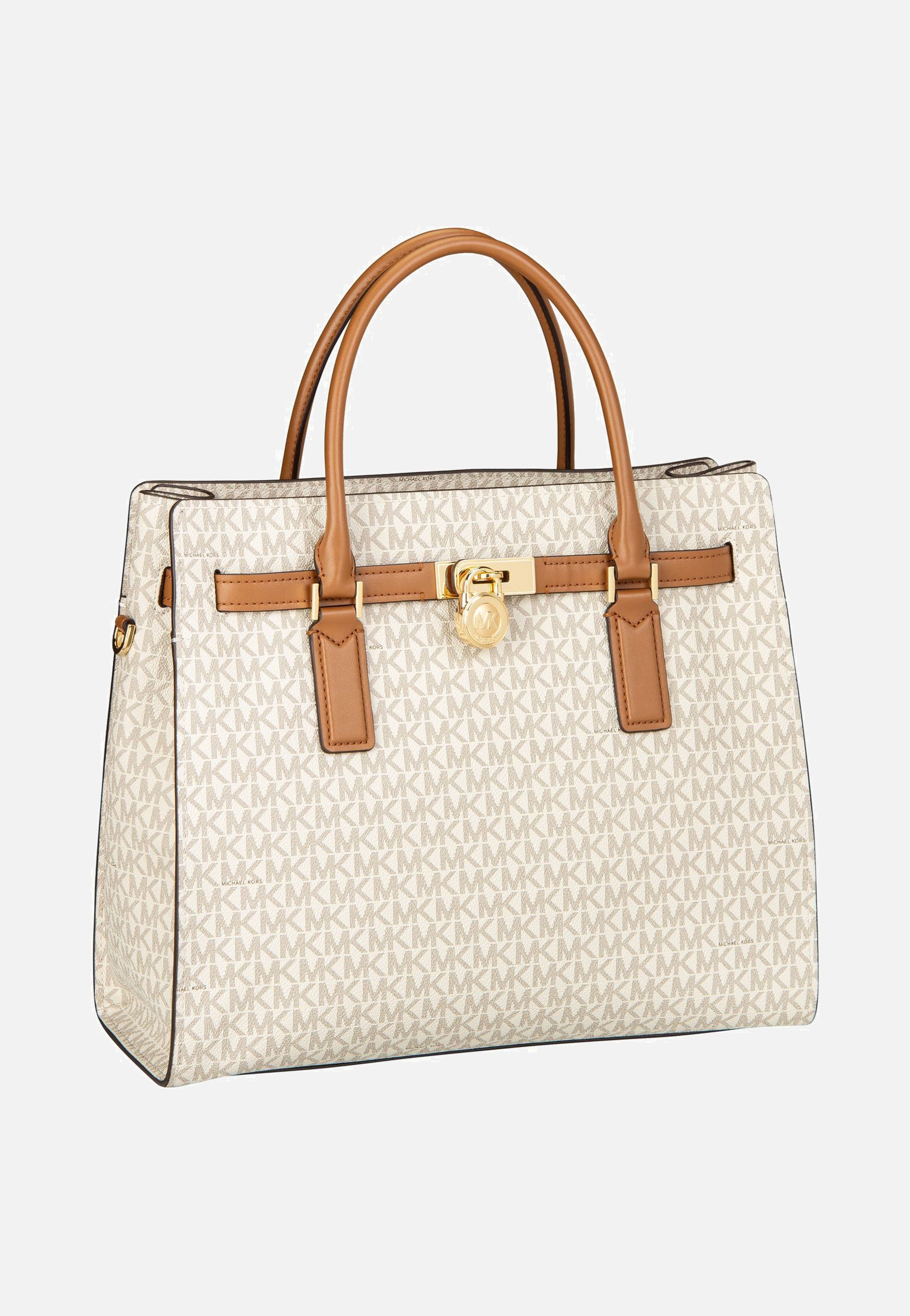 Michael Kors Hamilton LG Satchel MK SIG Vanilla/Acorn Shopper