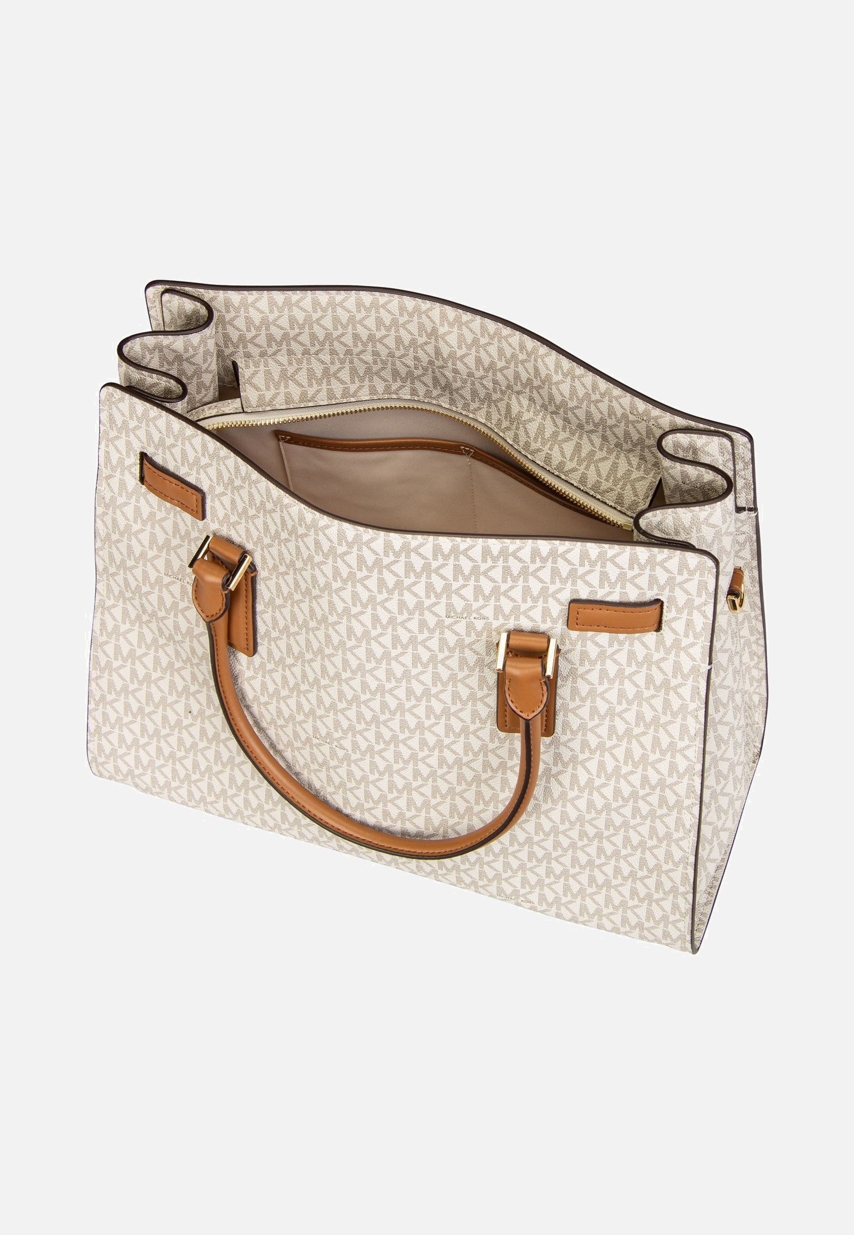 Michael Kors Hamilton LG Satchel MK SIG Vanilla/Acorn Shopper