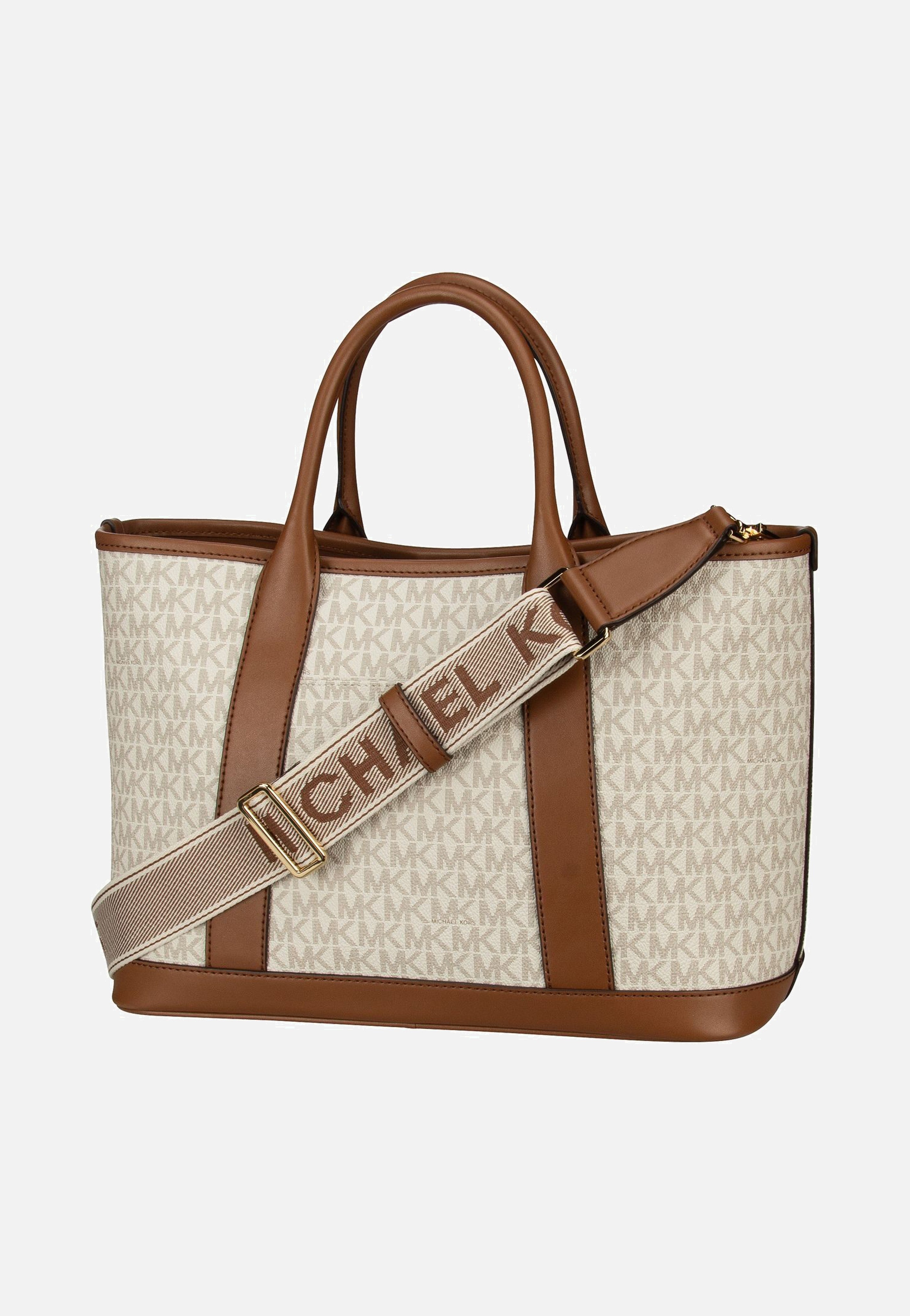 Michael Kors Luisa MD MK SIG Vanilla/Luggage Tote Bag
