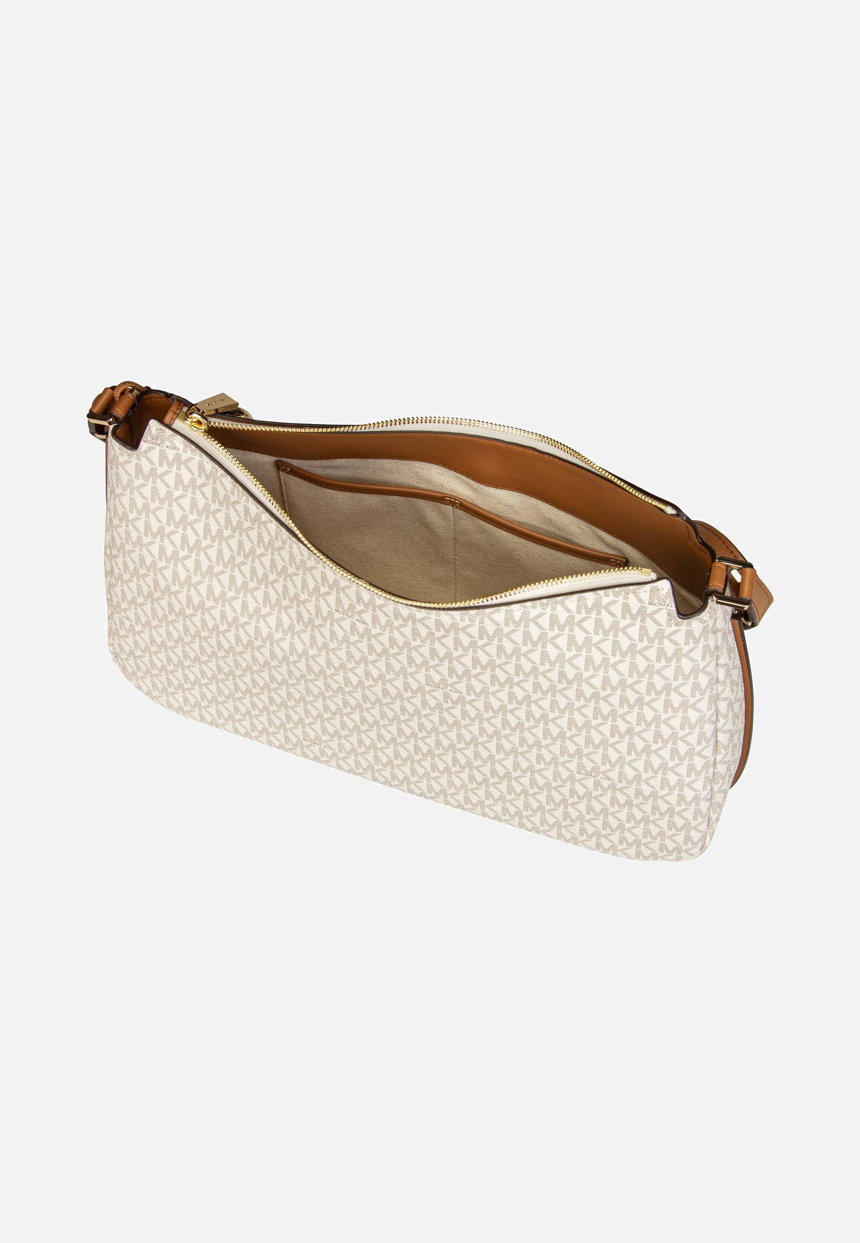 Michael Kors - Nolita MD TZ Hobo Shoulder MK Sig Vanilla/Acorn - Shoulder Bag | Women-Image