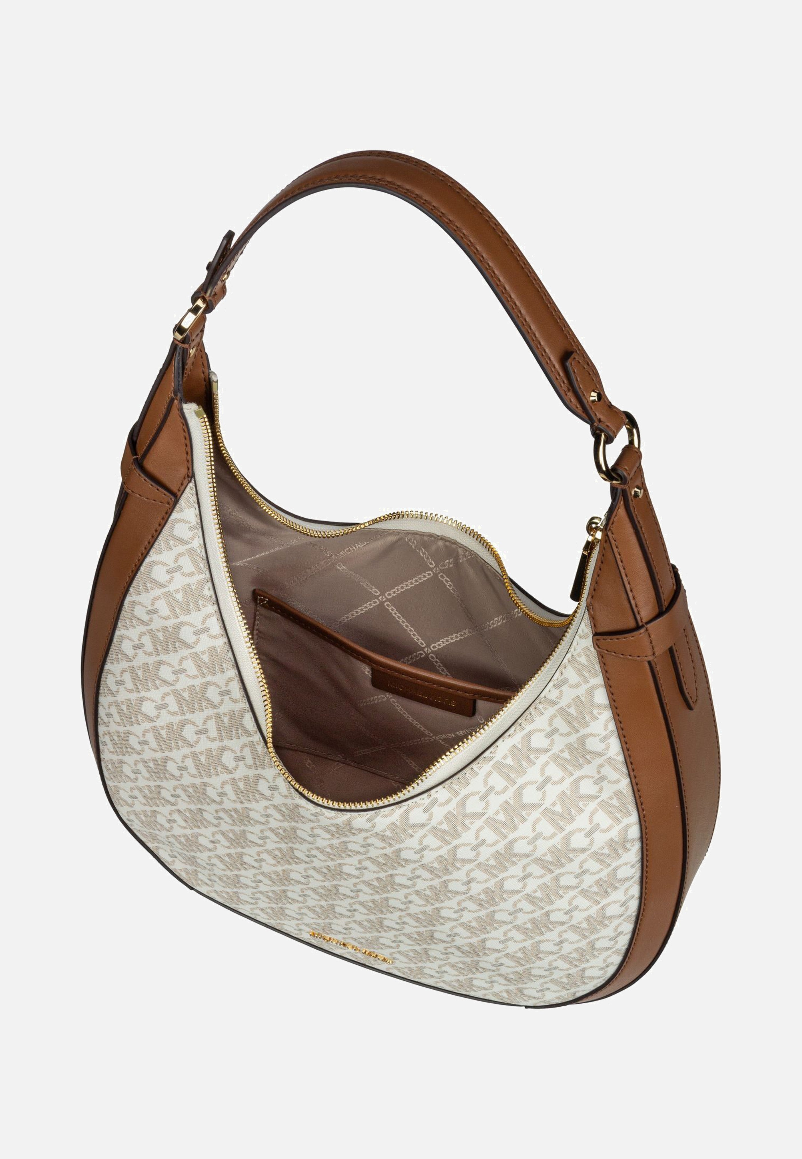 Michael Kors - Preston LG Crescent TZ MK SIG Vanilla/Luggage - Shoulder Bag | Women-Image