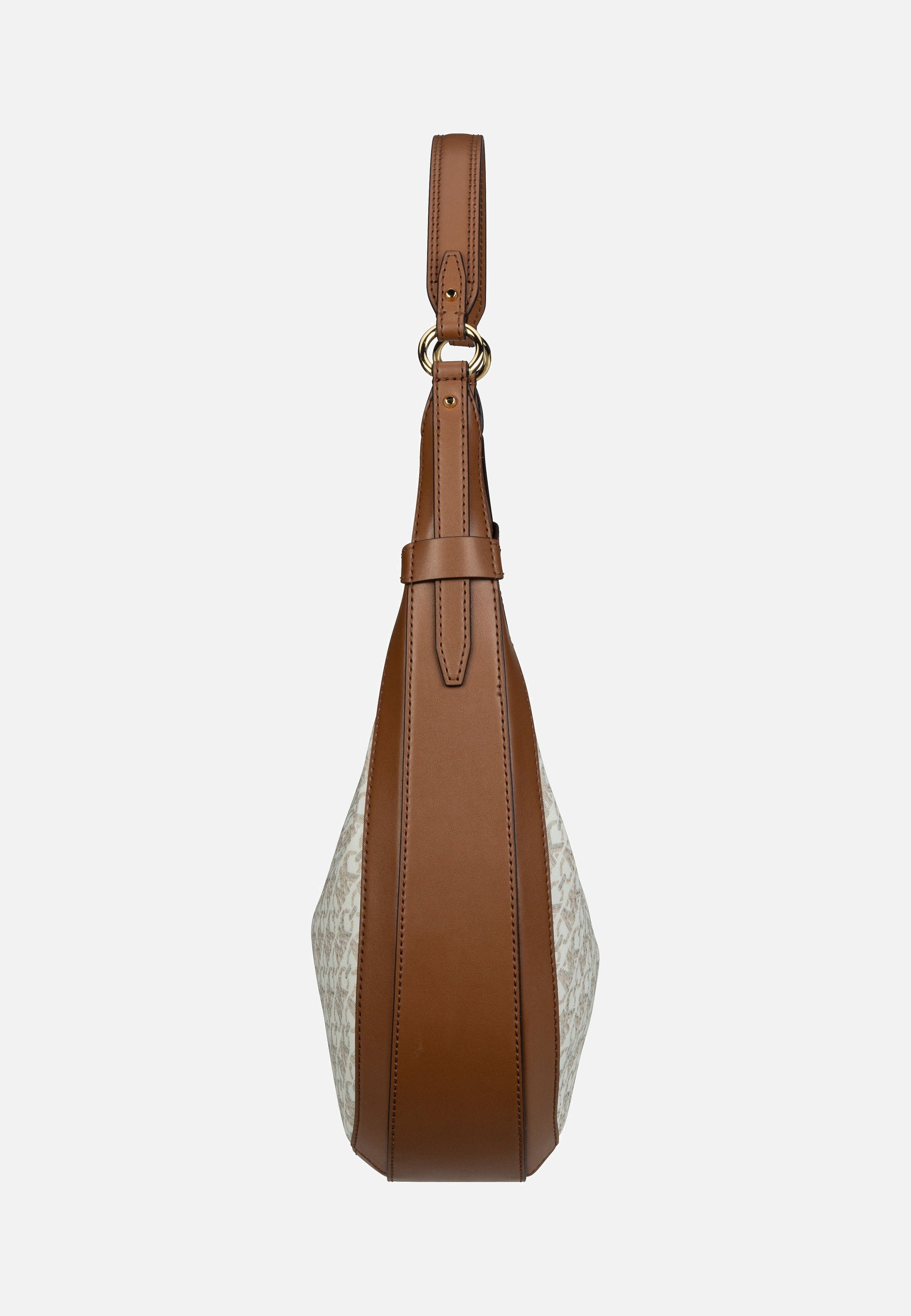 Michael Kors - Preston LG Crescent TZ MK SIG Vanilla/Luggage - Shoulder Bag | Women-Image