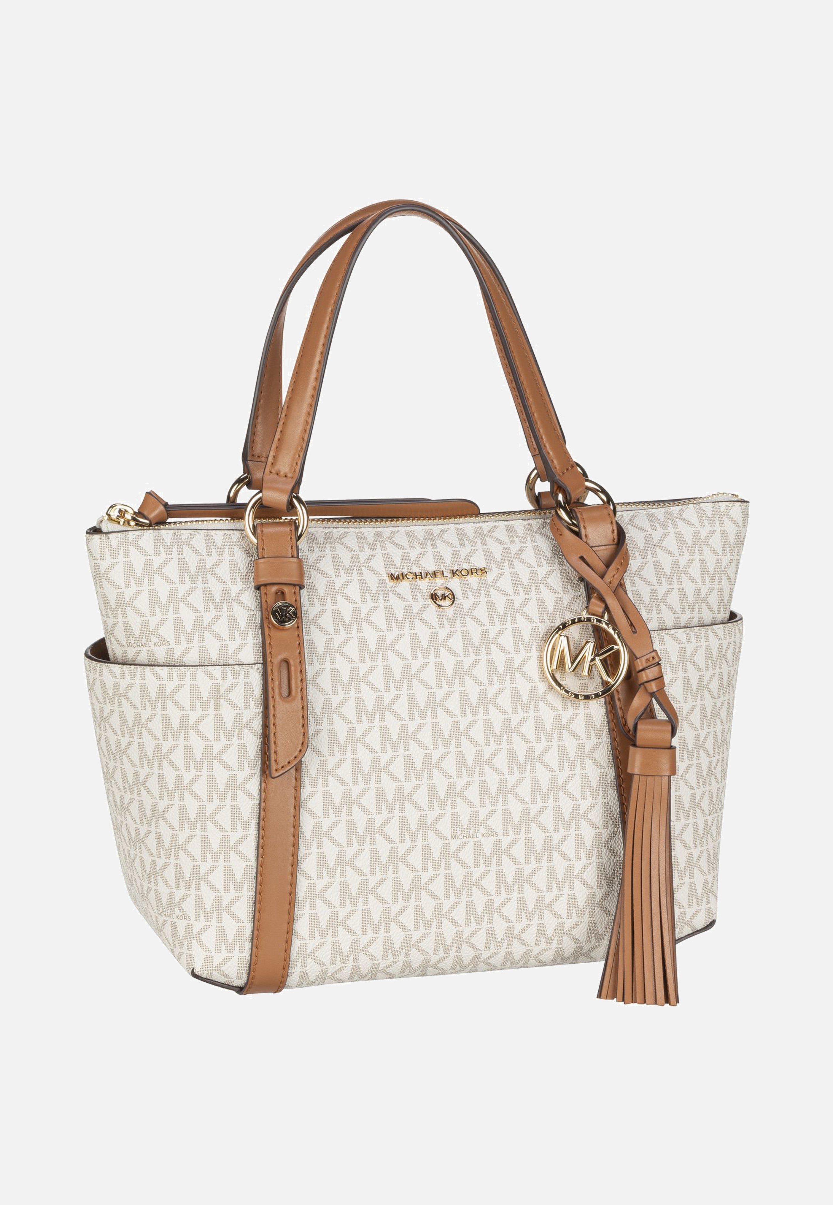 Michael Kors Sullivan Small Conv TZ Tote MK Signature Vanilla/Acorn Handle Bag