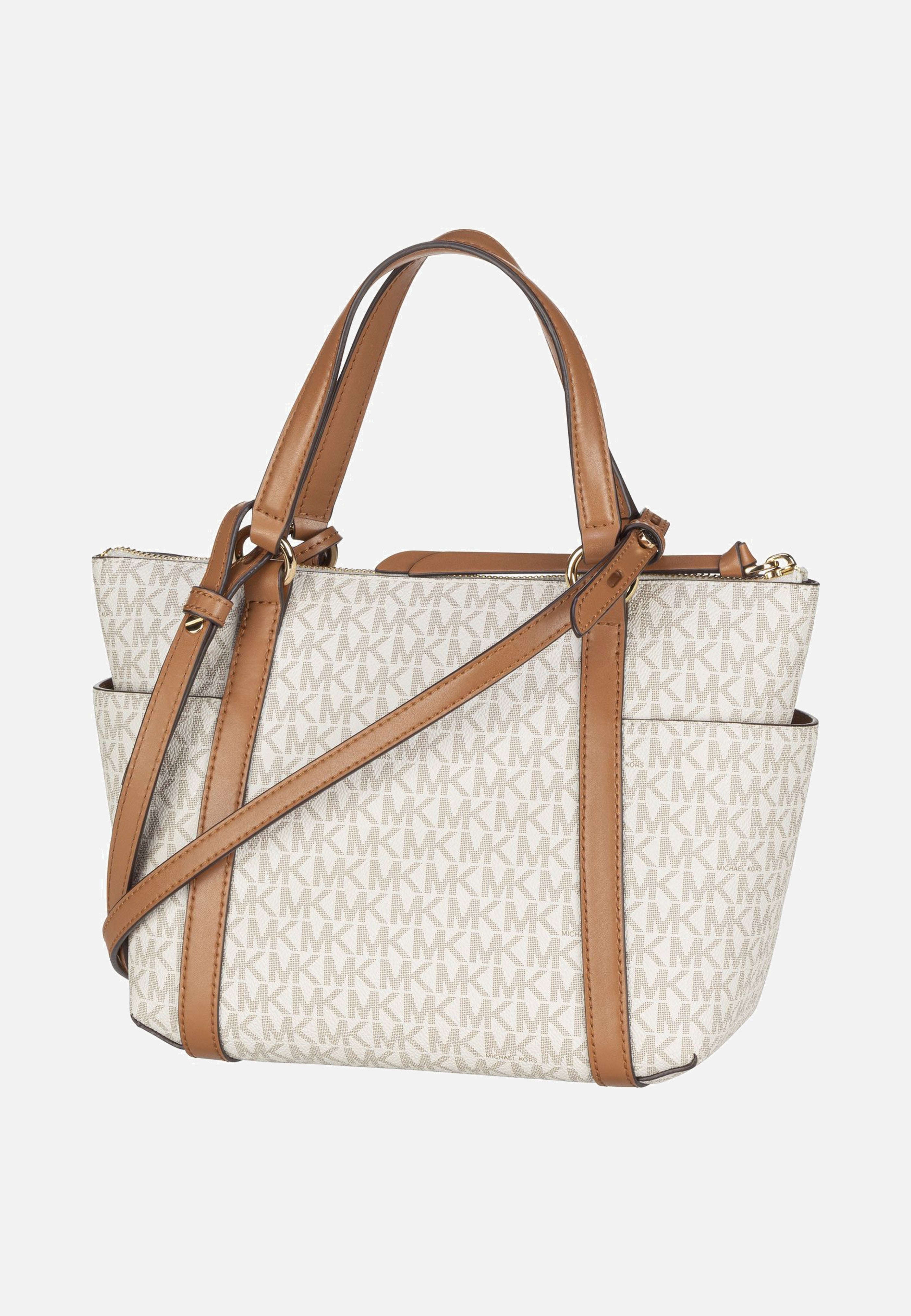 Michael Kors Sullivan Small Conv TZ Tote MK Signature Vanilla/Acorn Handle Bag