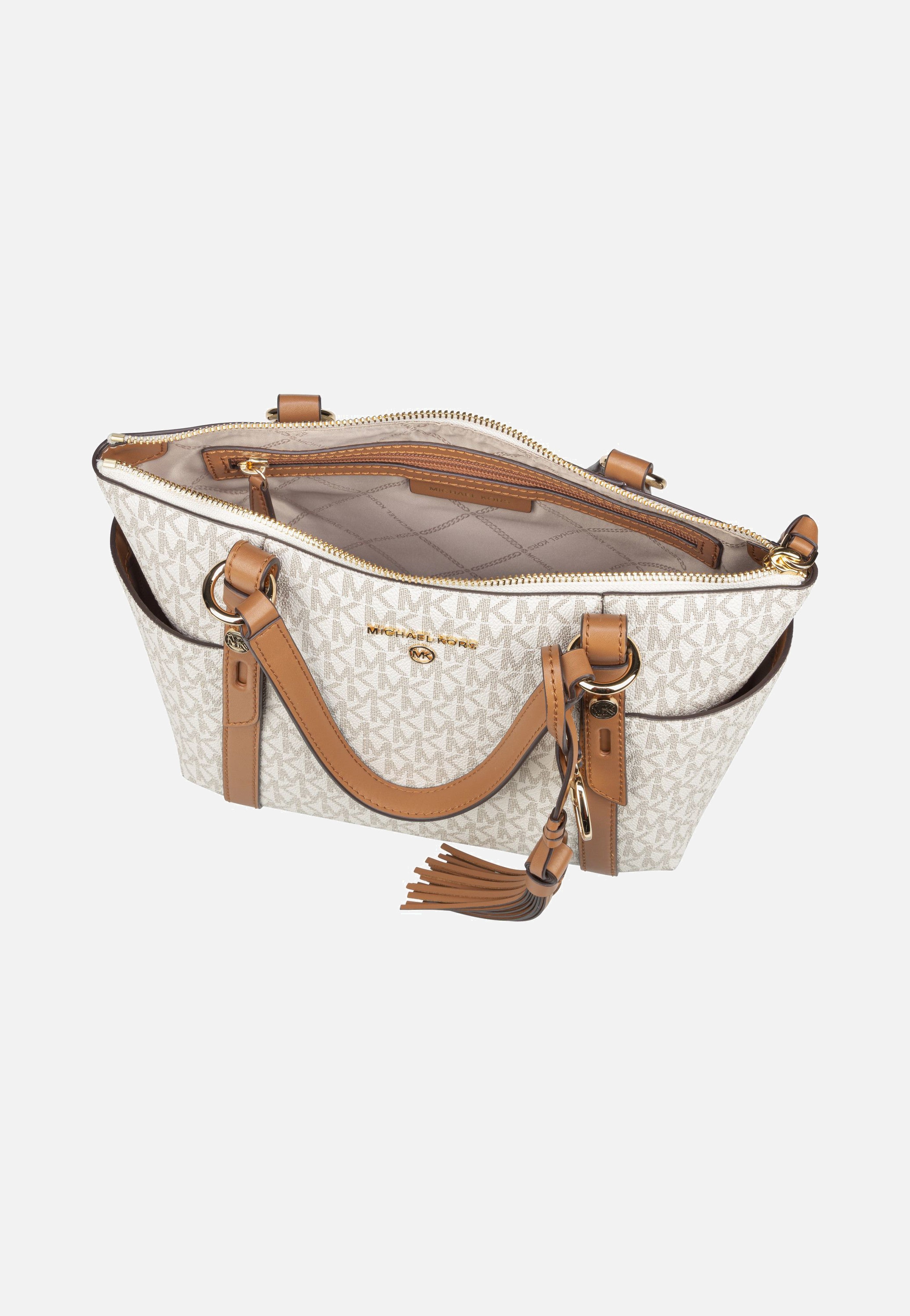 Michael Kors Sullivan Small Conv TZ Tote MK Signature Vanilla/Acorn Handle Bag