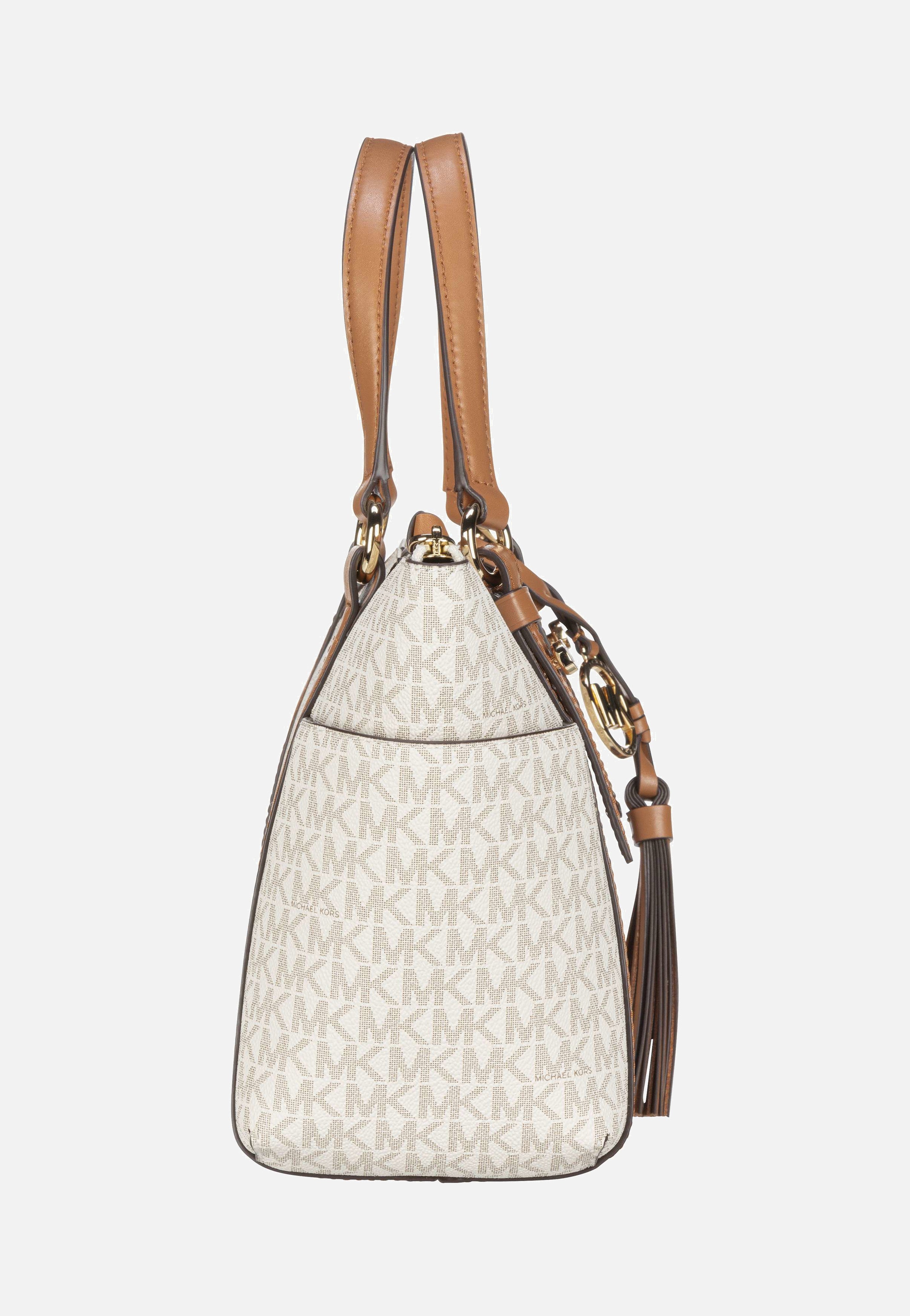 Michael Kors Sullivan Small Conv TZ Tote MK Signature Vanilla/Acorn Handle Bag
