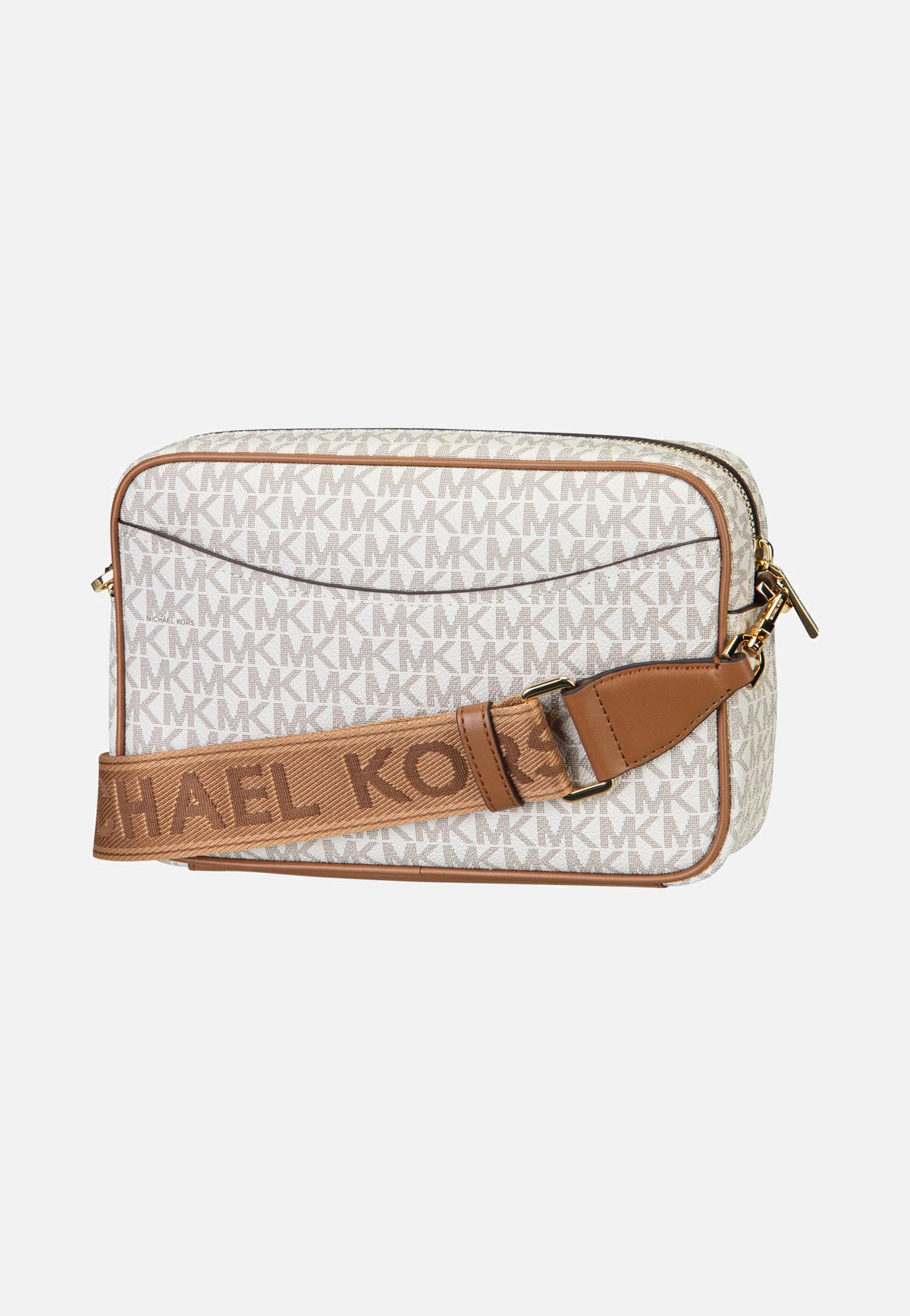 Michael Kors Bev LG Ew Pckt Xbody Vanilla/Acorn Crossbody Bag