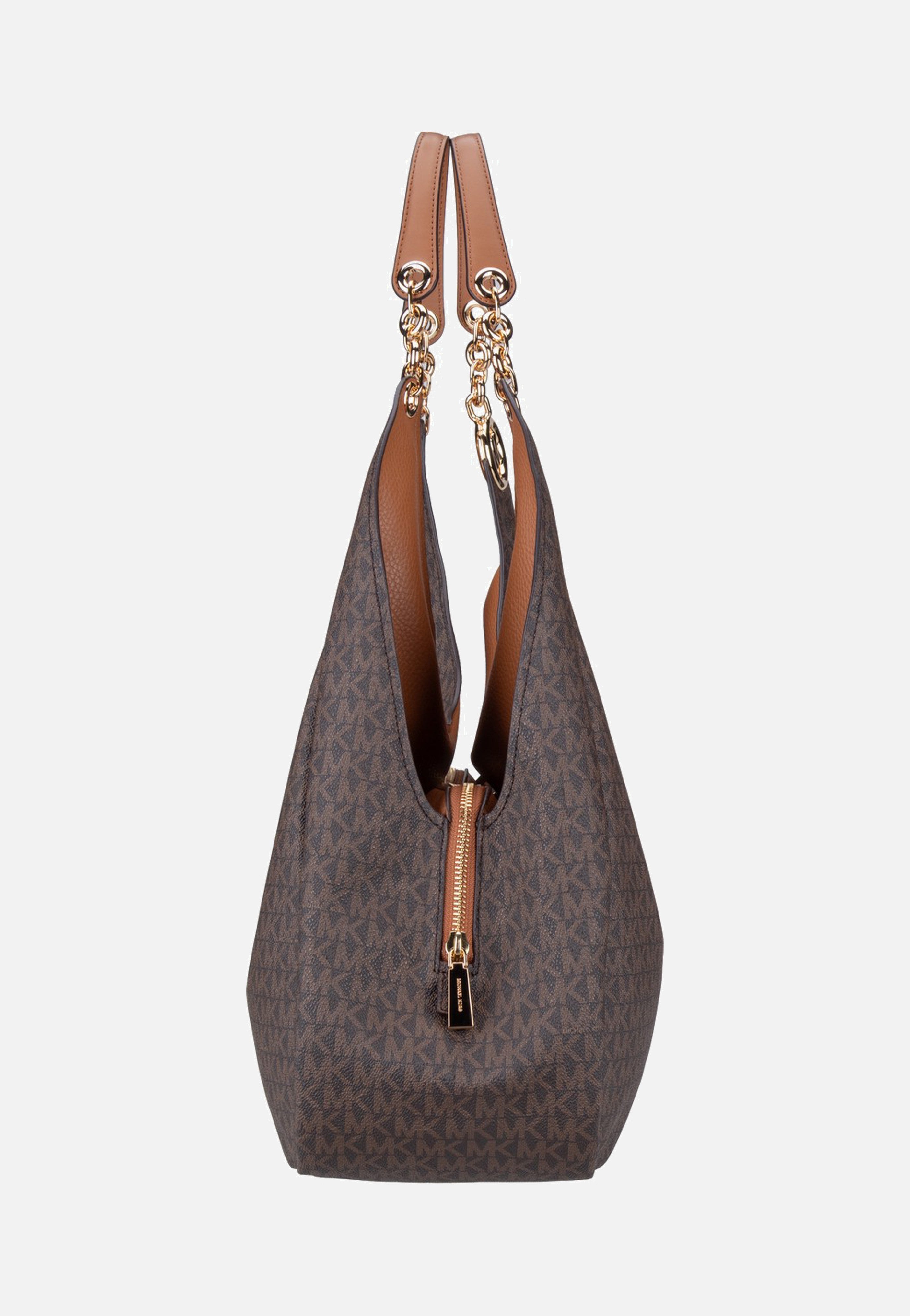 Michael Kors Ellie LG Trpl Compt Shldr Tote Brown/Acorn Hobo Bag