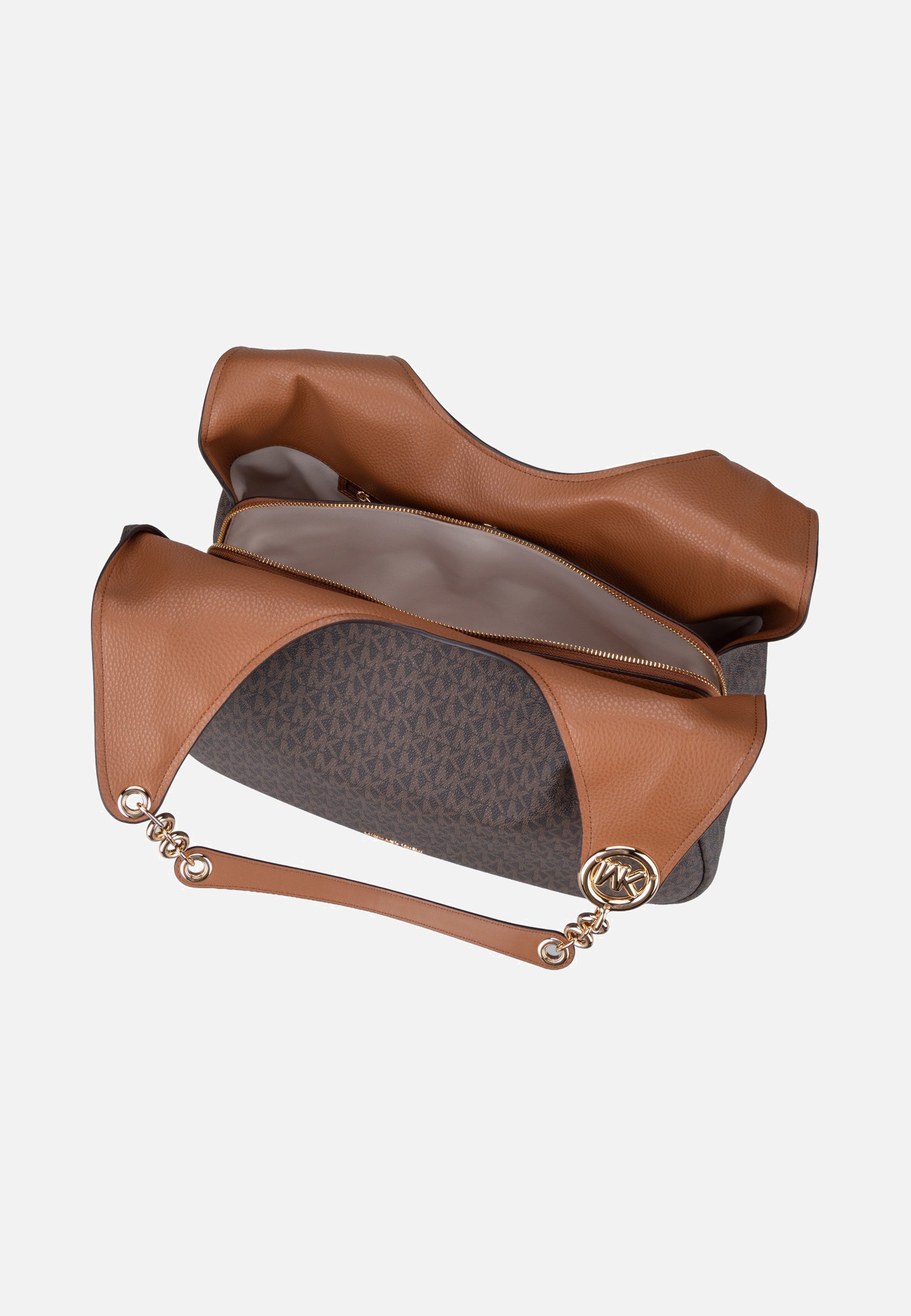 Michael Kors Ellie LG Trpl Compt Shldr Tote Brown/Acorn Hobo Bag