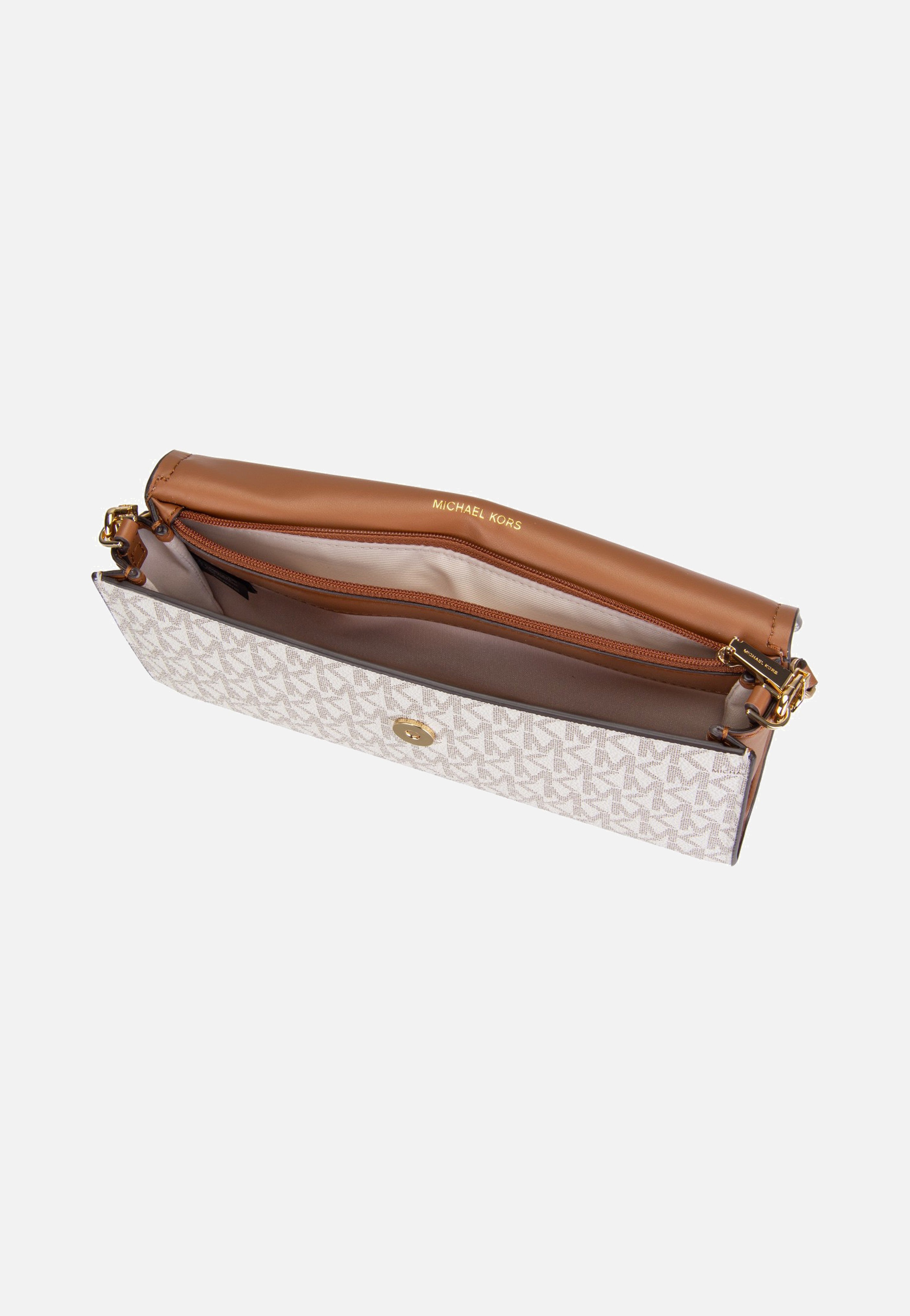 Michael Kors Jet Set SM Ew Flap Crossbody Vanilla/Acorn Evening Bag
