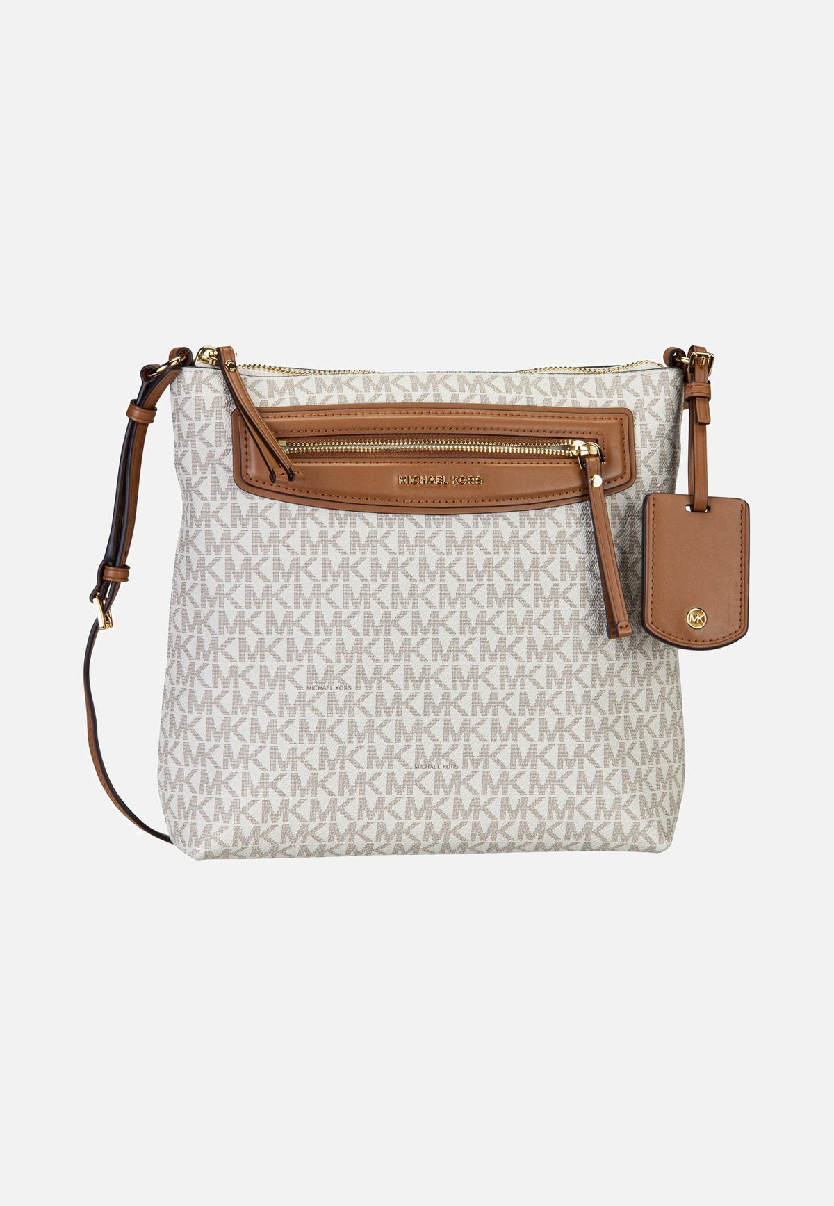 Michael Kors Jet Set Travel LG Ns Tz Xbody Vanilla/Acorn Crossbody Bag