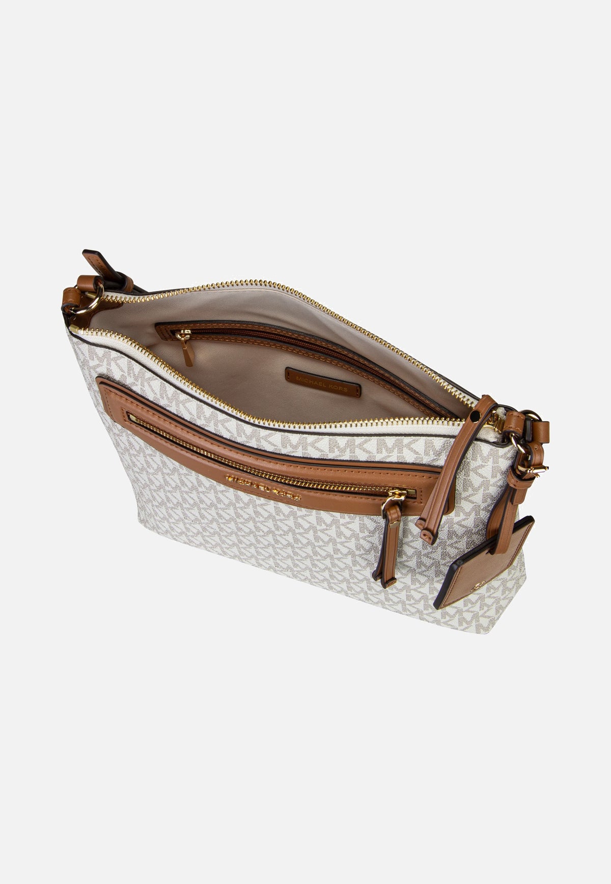 Michael Kors Jet Set Travel LG Ns Tz Xbody Vanilla/Acorn Crossbody Bag
