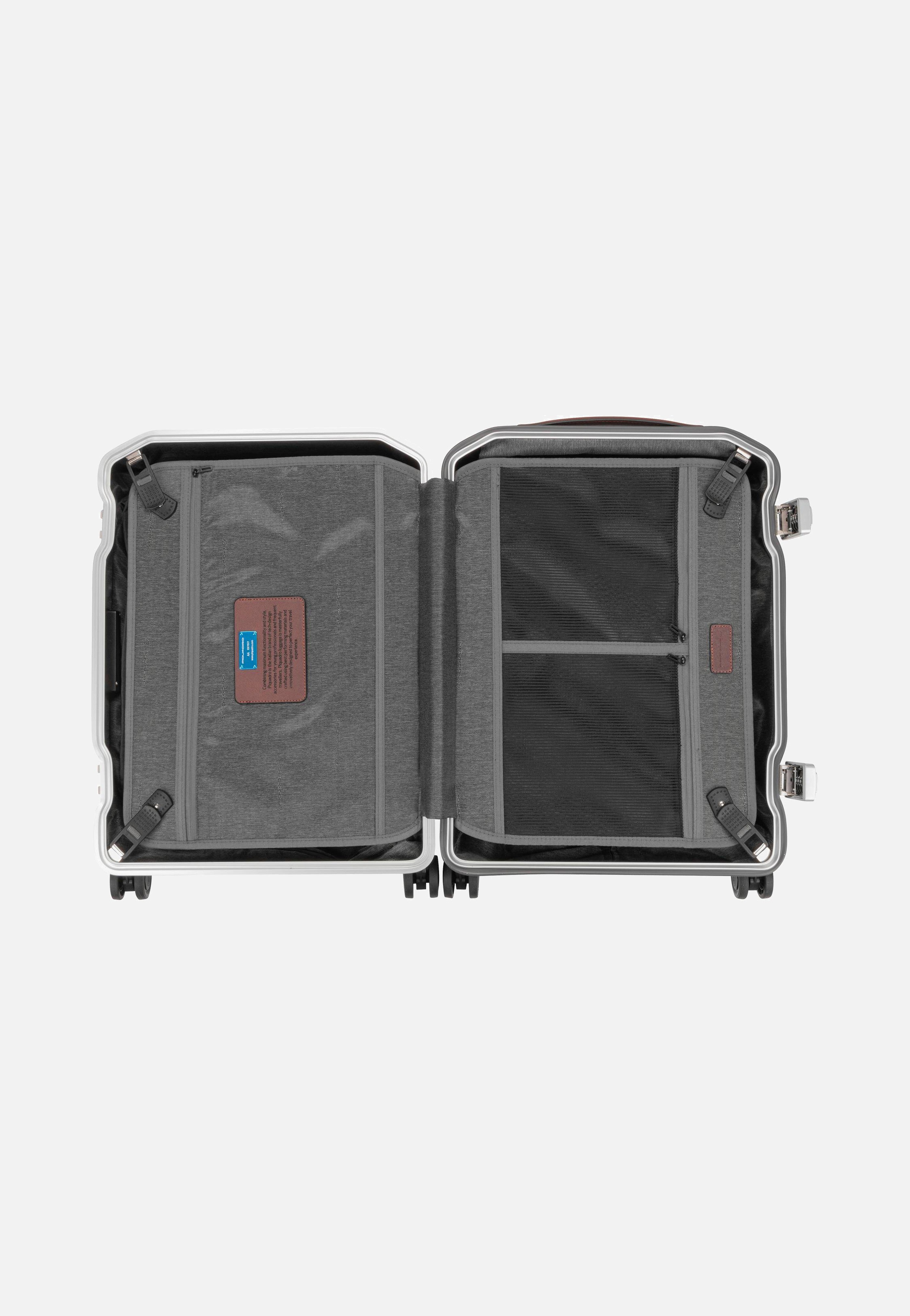 Piquadro - PQ-LM Cabin Spinner 4426 with Front Pocket Nero-Cuoio - Suitcase | Neutral-Image