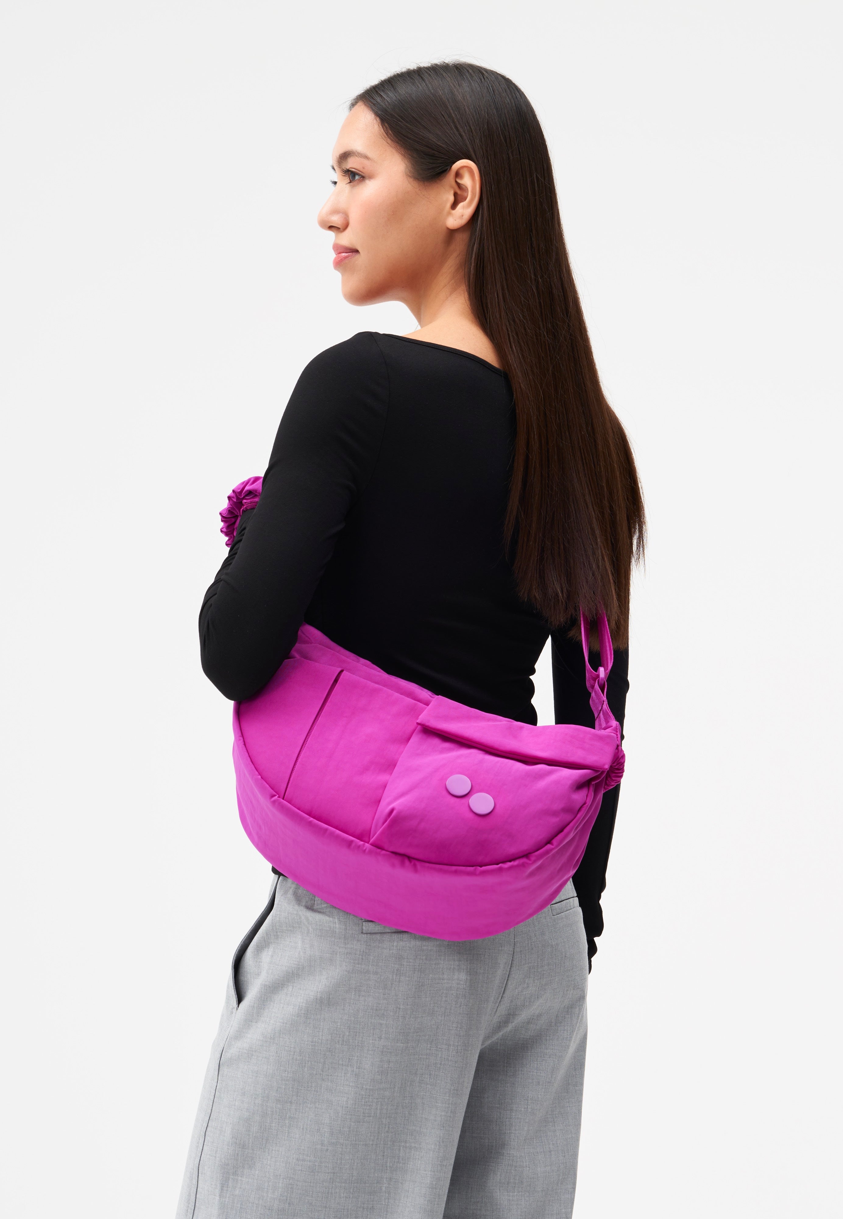 pinqponq Krumm Medium Crinkle Fuchsia Crossbody Bag