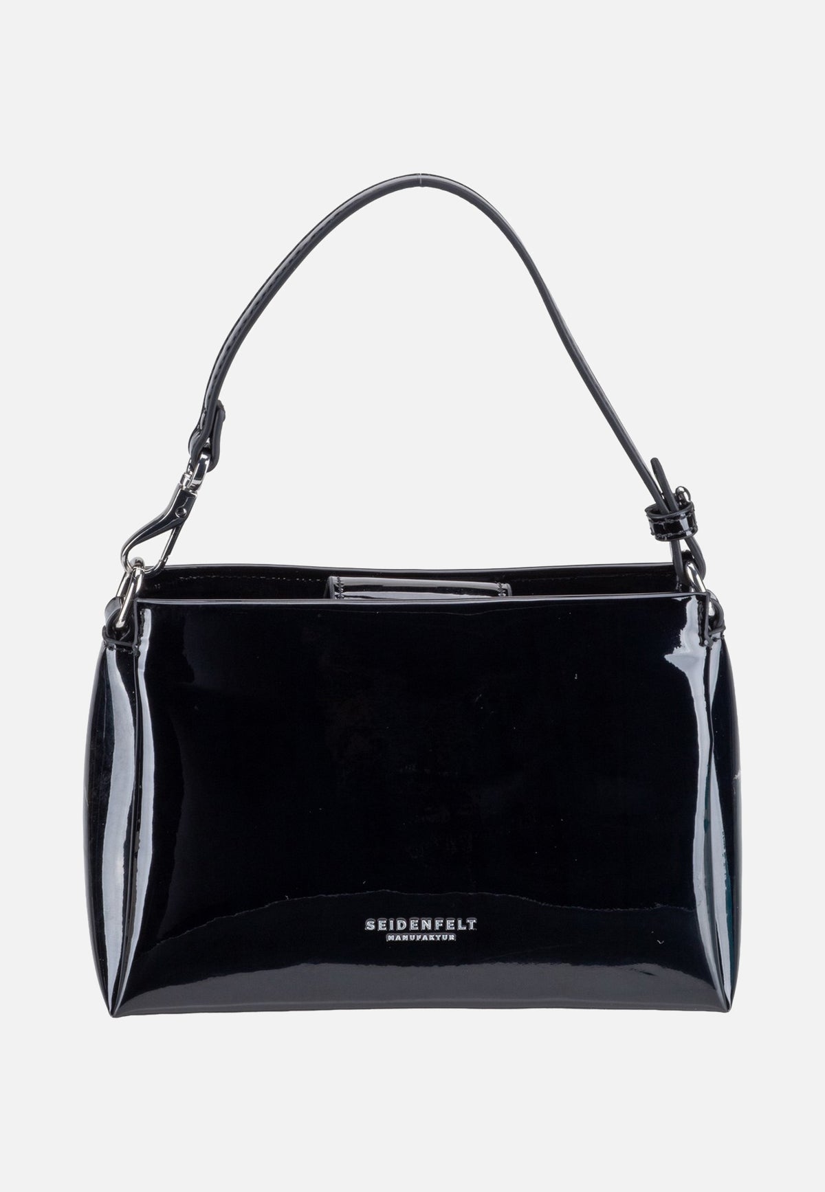 Seidenfelt Mariehamn Patent Black Abendtasche
