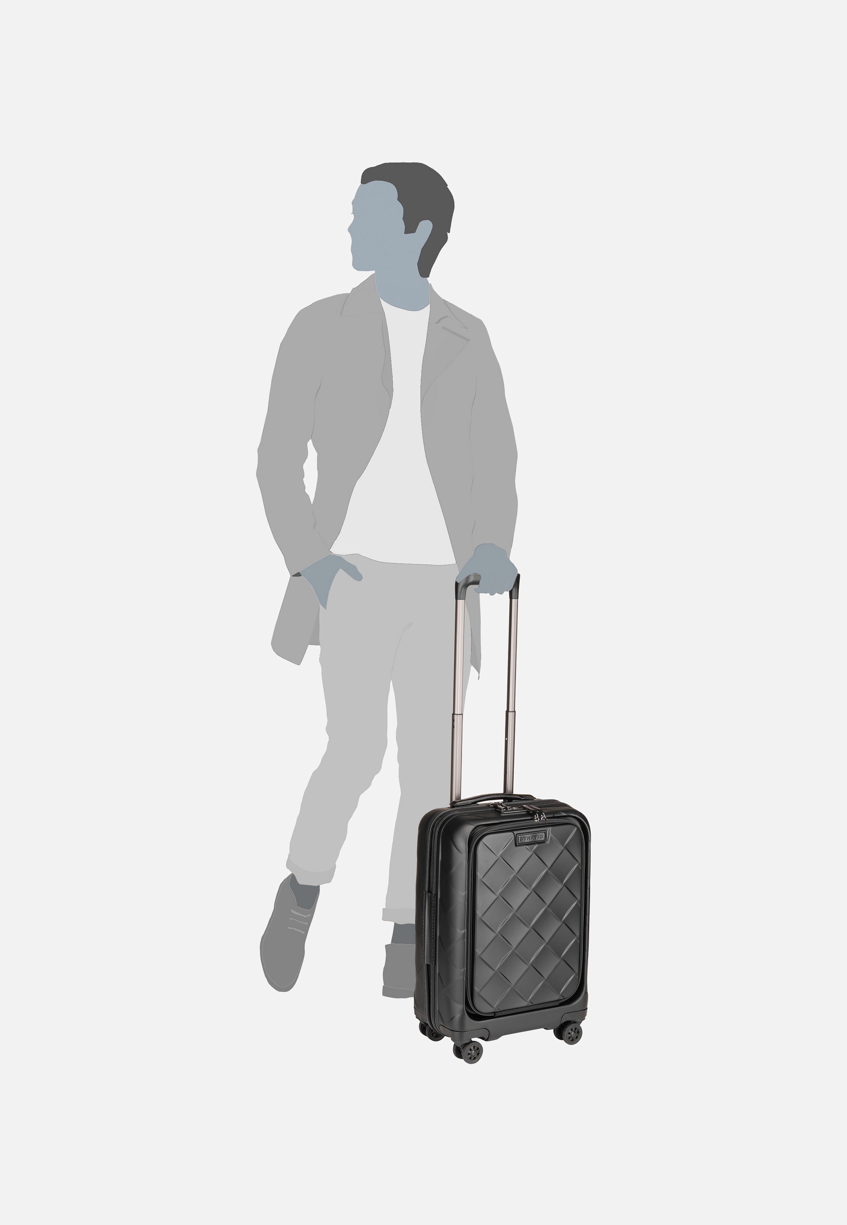 Stratic - Leather & More Trolley S Front Pocket Matt Black - Suitcase | Neutral-Image