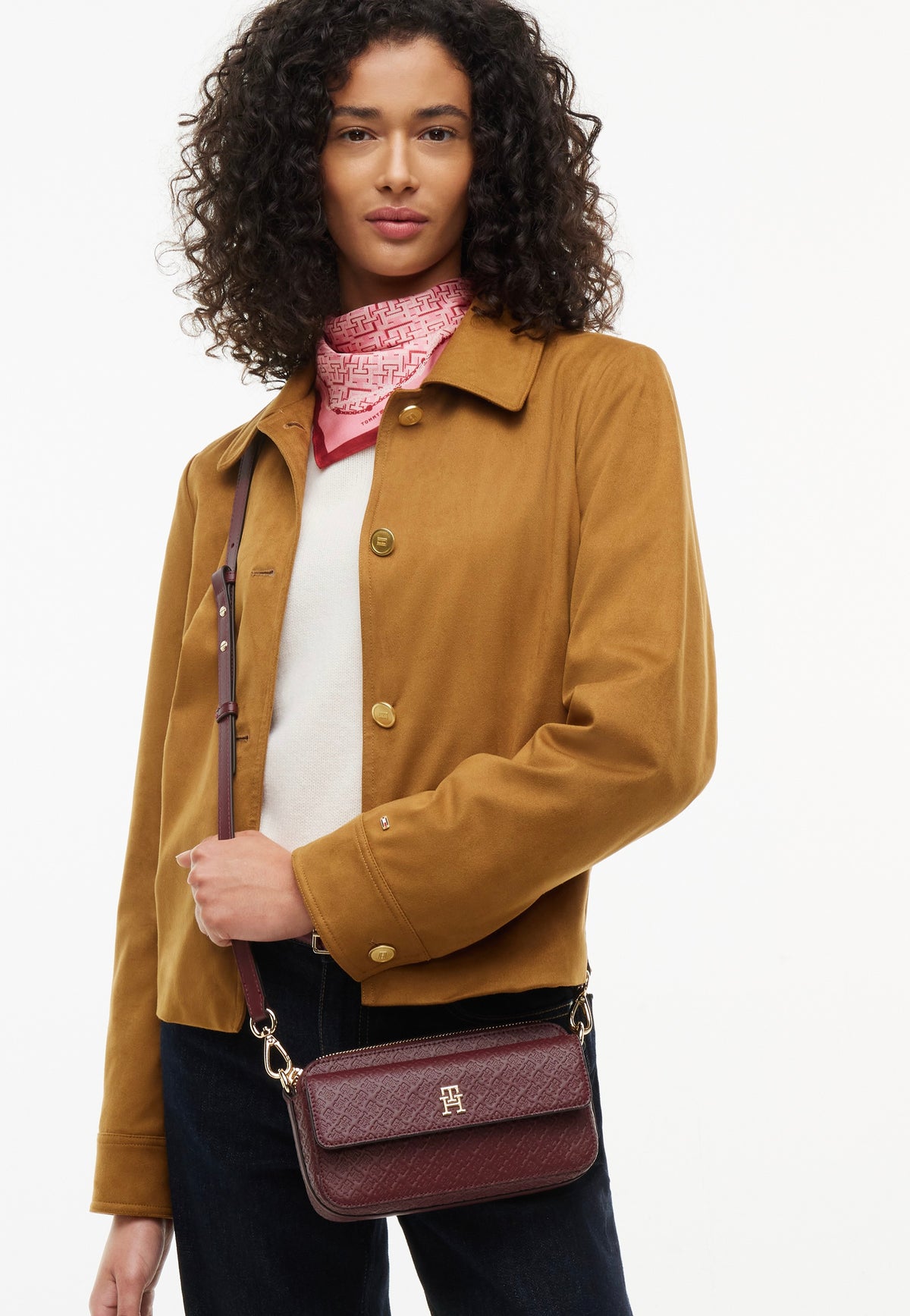 Tommy Hilfiger TH Icon Camera Mono Oxblood Crossbody Bag