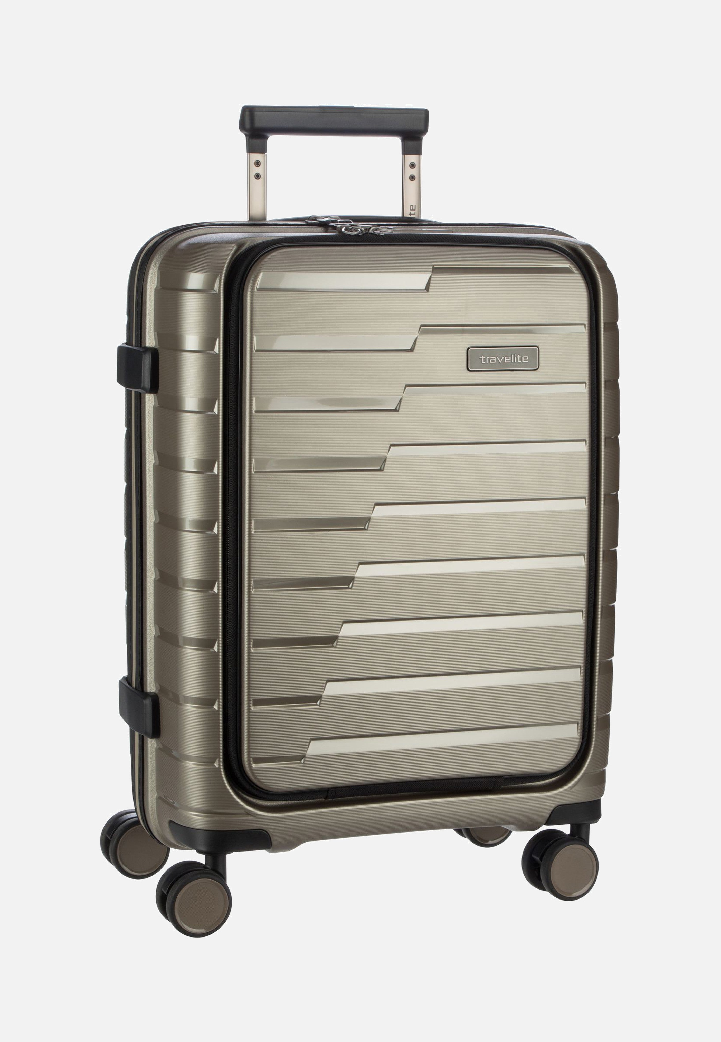 travelite Air Base 4-Rad Trolley S Vortasche Champagner Koffer