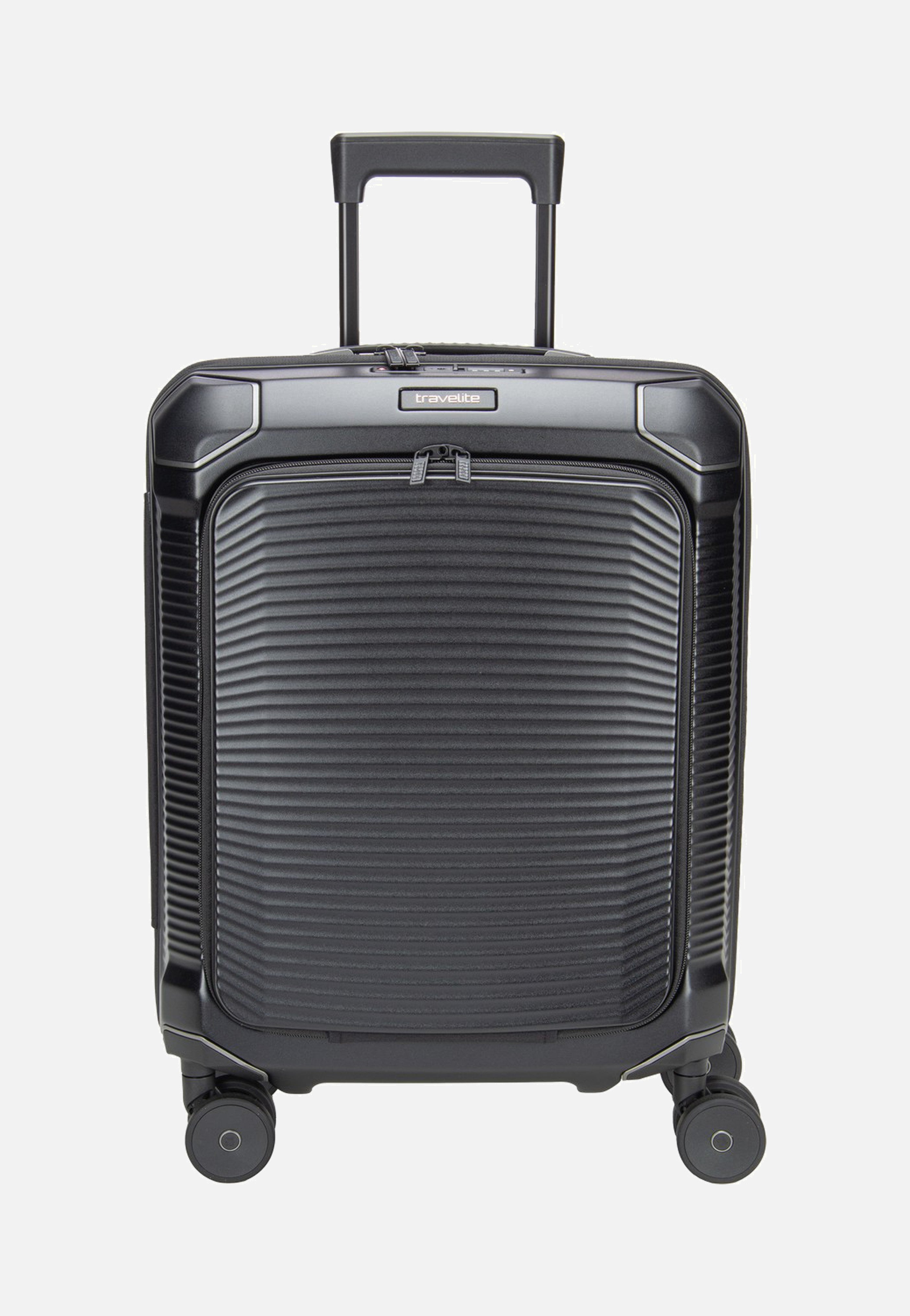 travelite Millennium Trolley 4W S Front Pocket Black Koffer