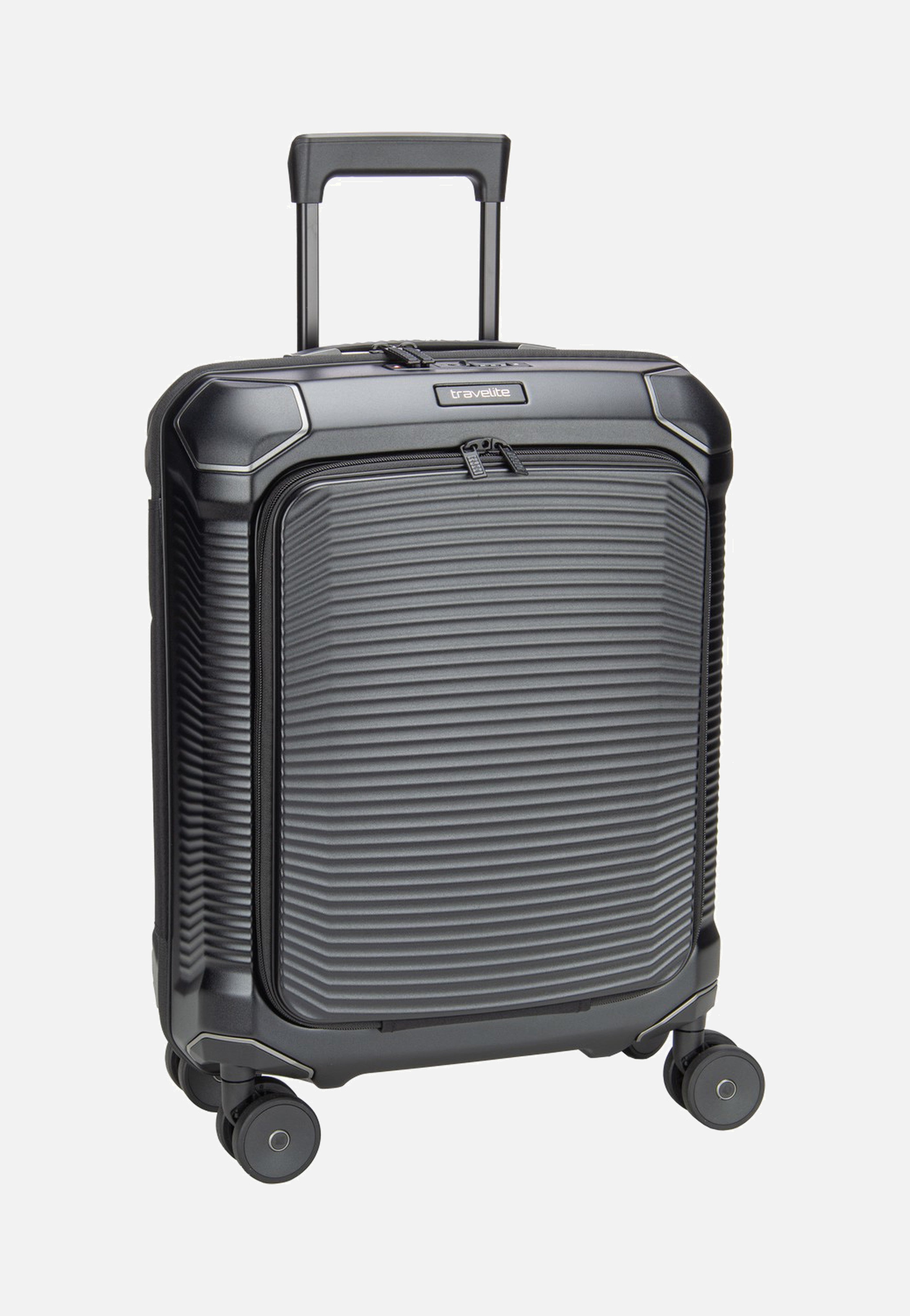 travelite Millennium Trolley 4W S Front Pocket Black Koffer