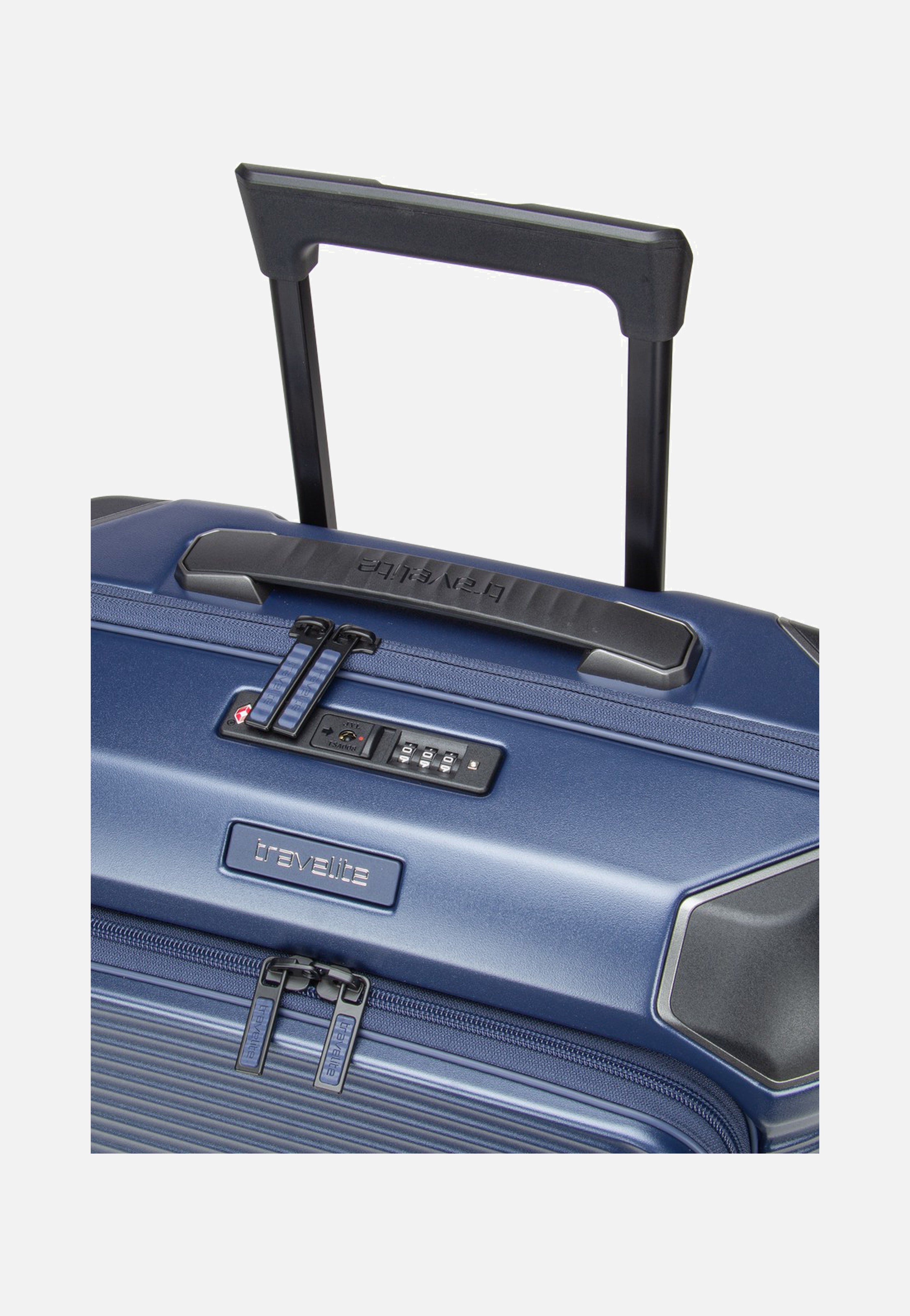travelite Millennium Trolley 4W S Front Pocket Navy Koffer