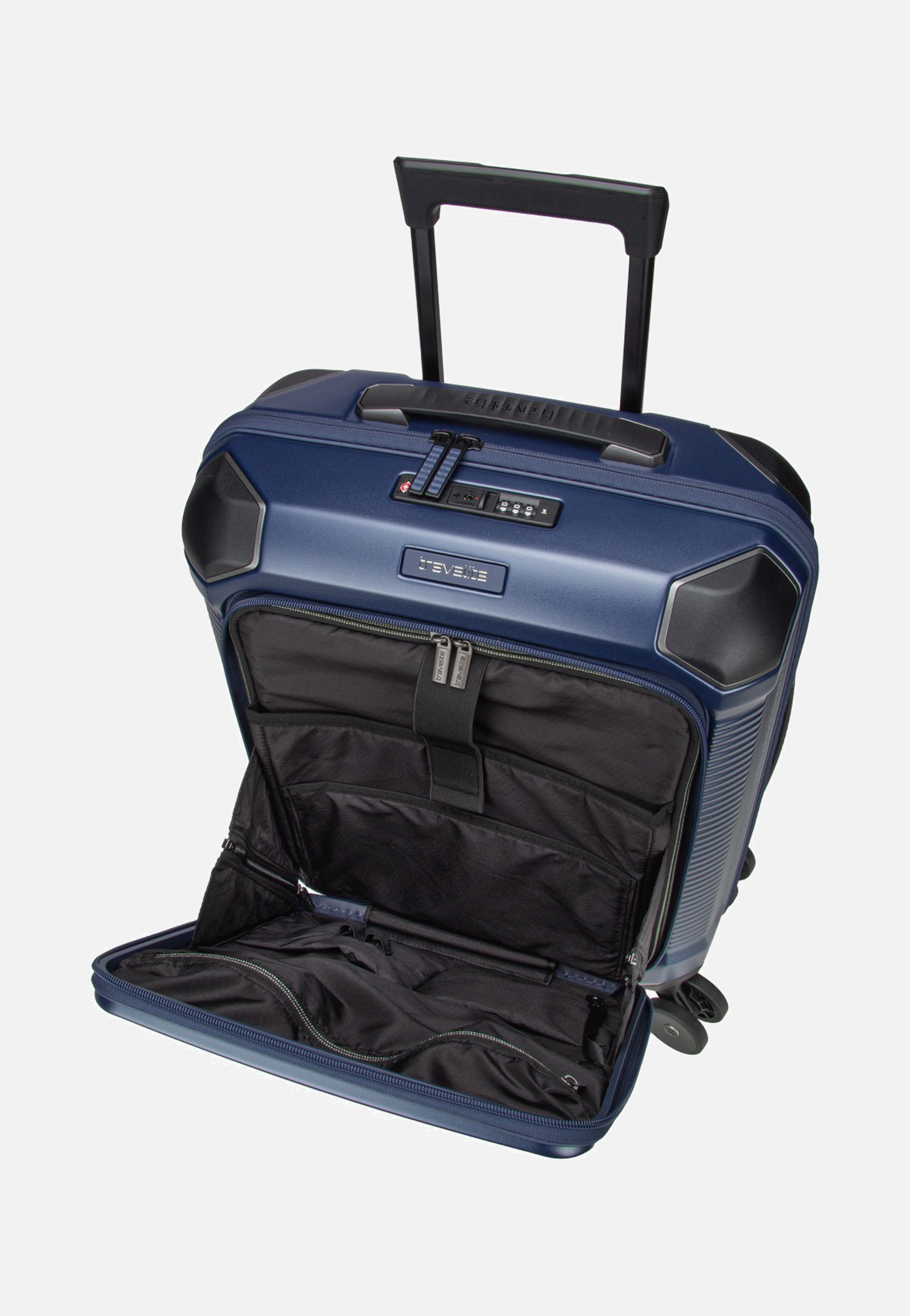 travelite Millennium Trolley 4W S Front Pocket Navy Koffer