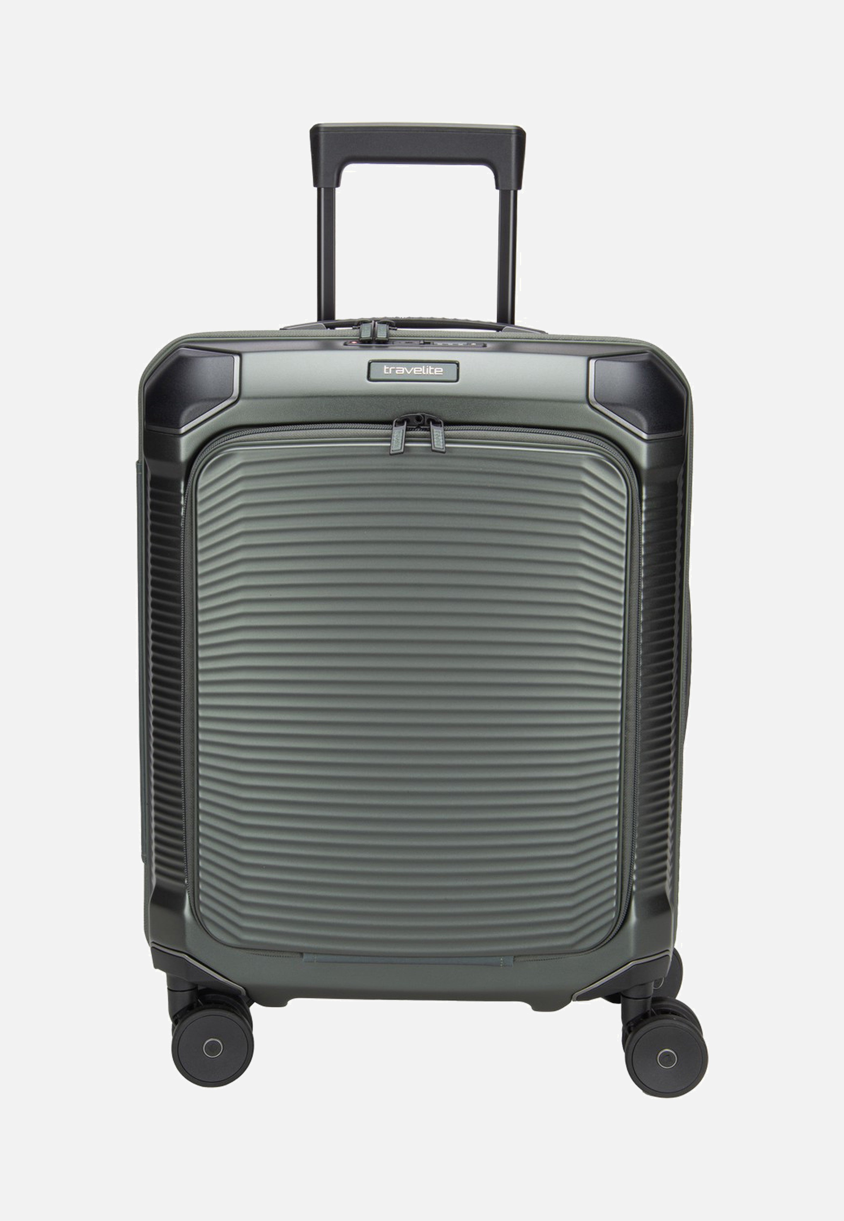 travelite Millennium Trolley 4W S Front Pocket Pine Green Koffer