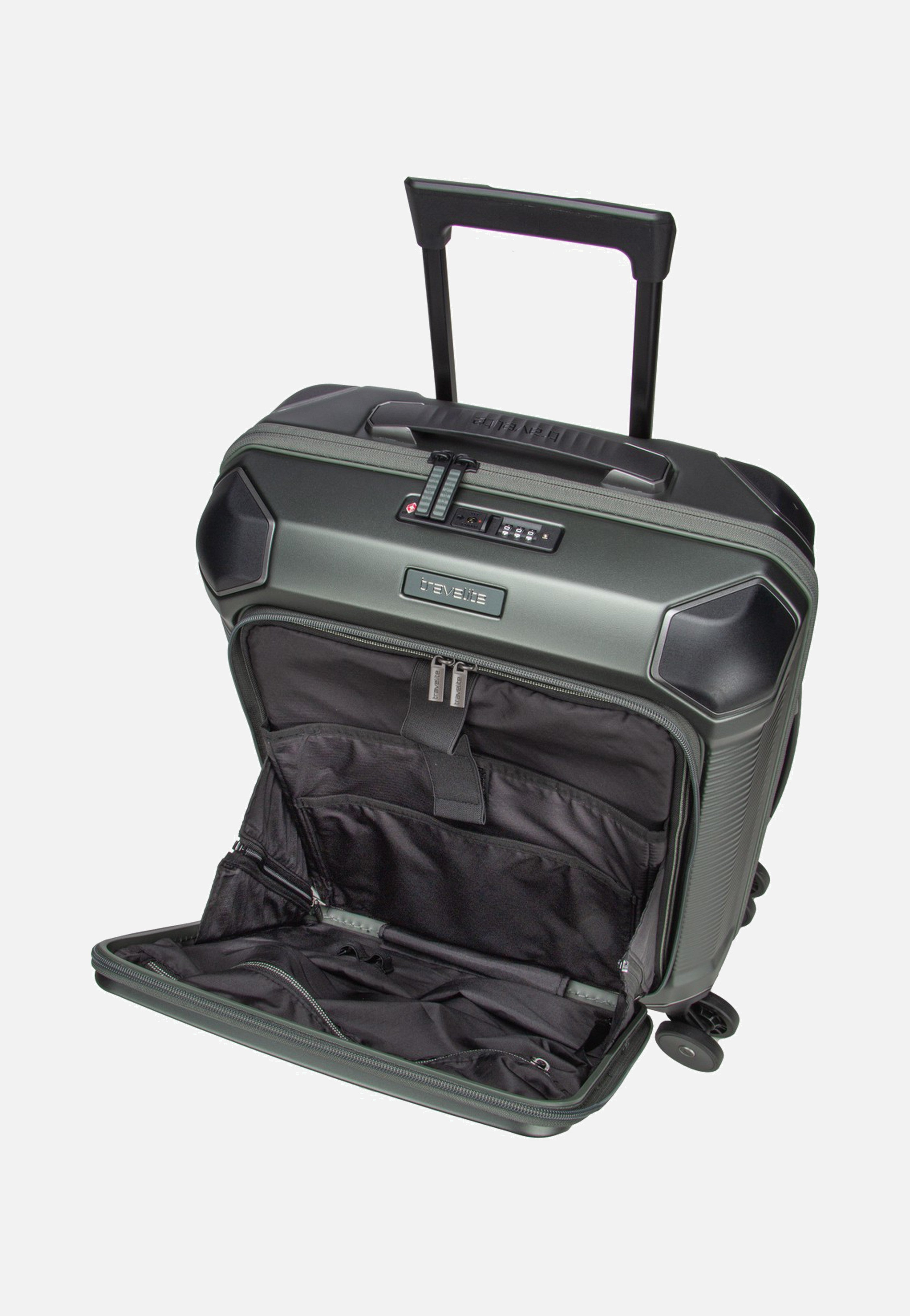 travelite Millennium Trolley 4W S Front Pocket Pine Green Koffer