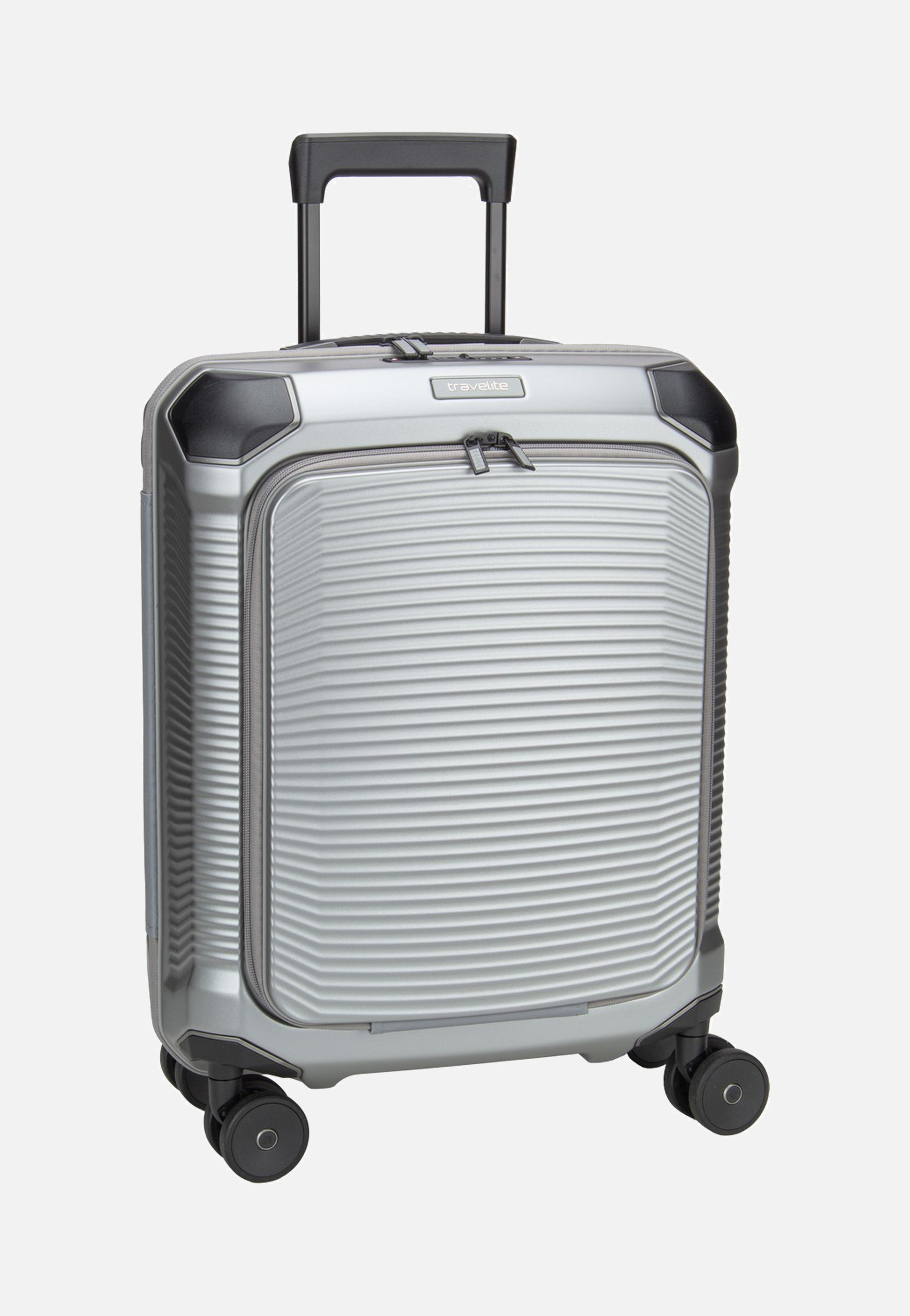 travelite Millennium Trolley 4W S Front Pocket Silver Koffer