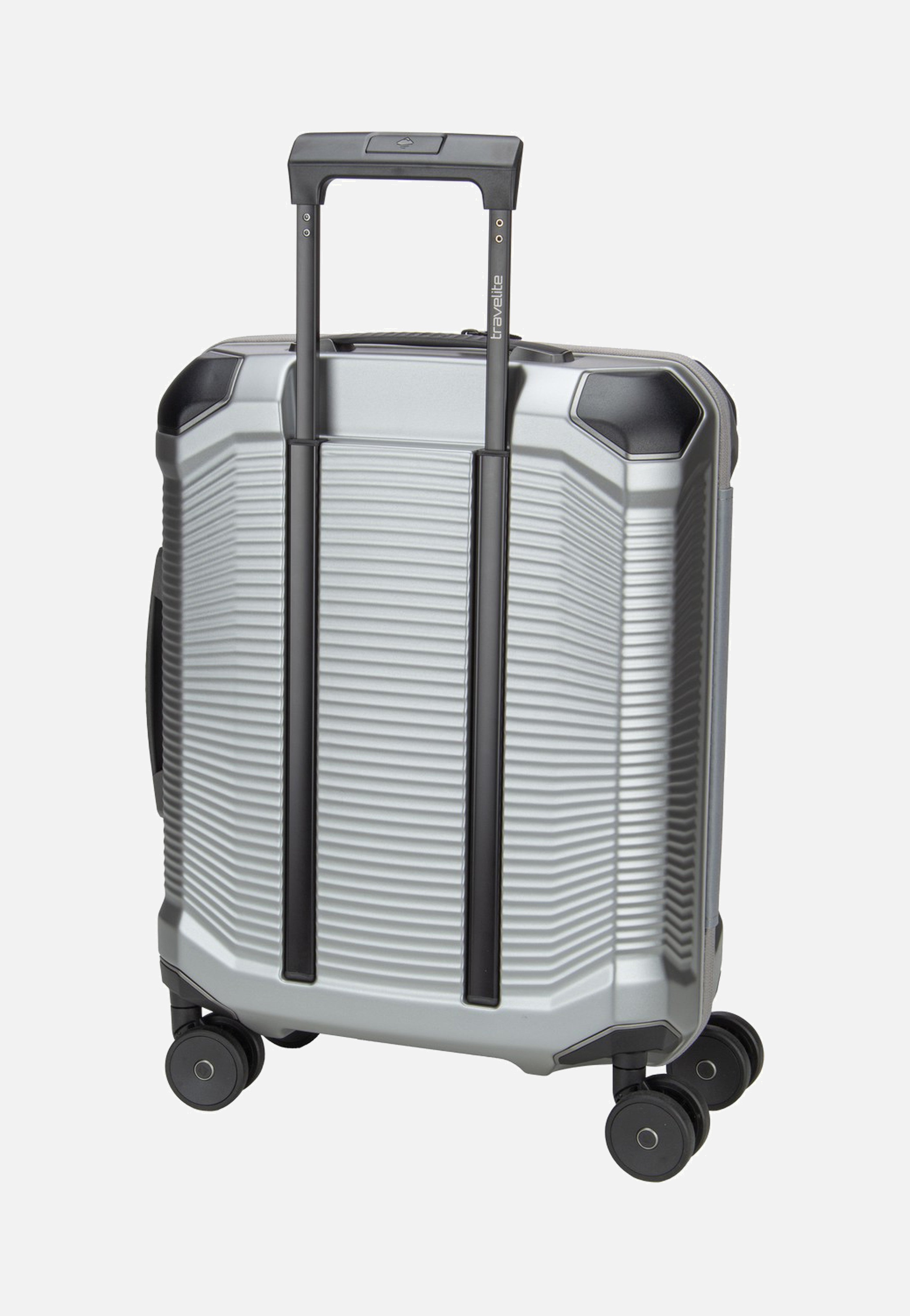 travelite Millennium Trolley 4W S Front Pocket Silver Koffer