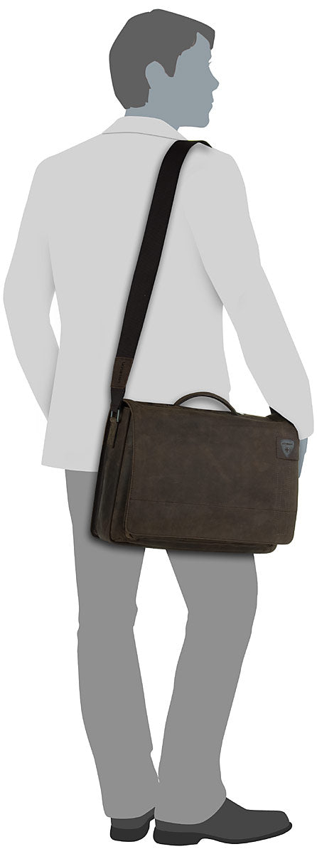 Strellson Richmond Briefbag L Dark Brown Aktentasche – Silhouettenansicht