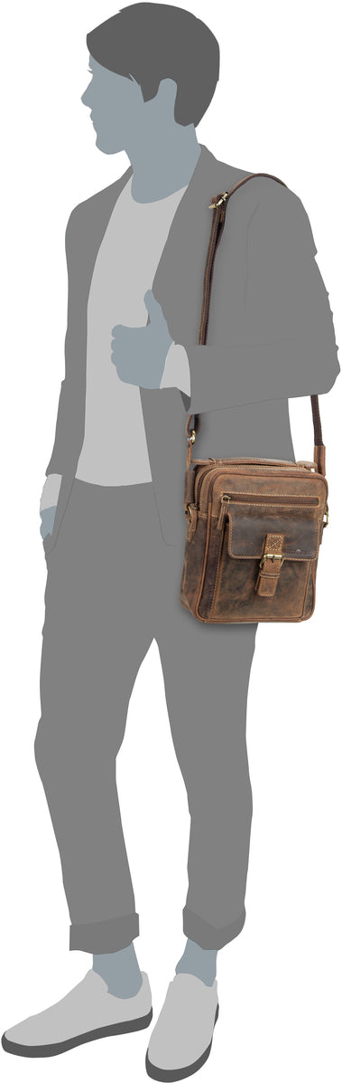 Greenburry Vintage 1664 Medium Sattelbraun Crossbody Bag – Silhouettenansicht