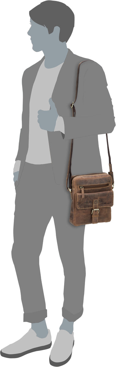 Greenburry Vintage 1663 Sattelbraun Crossbody Bag – Silhouettenansicht