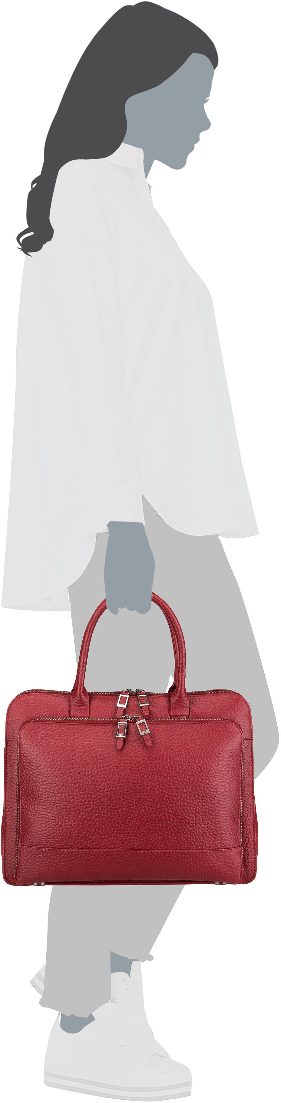 Voi Hirsch 21877 Granat Aktentasche – Silhouettenansicht