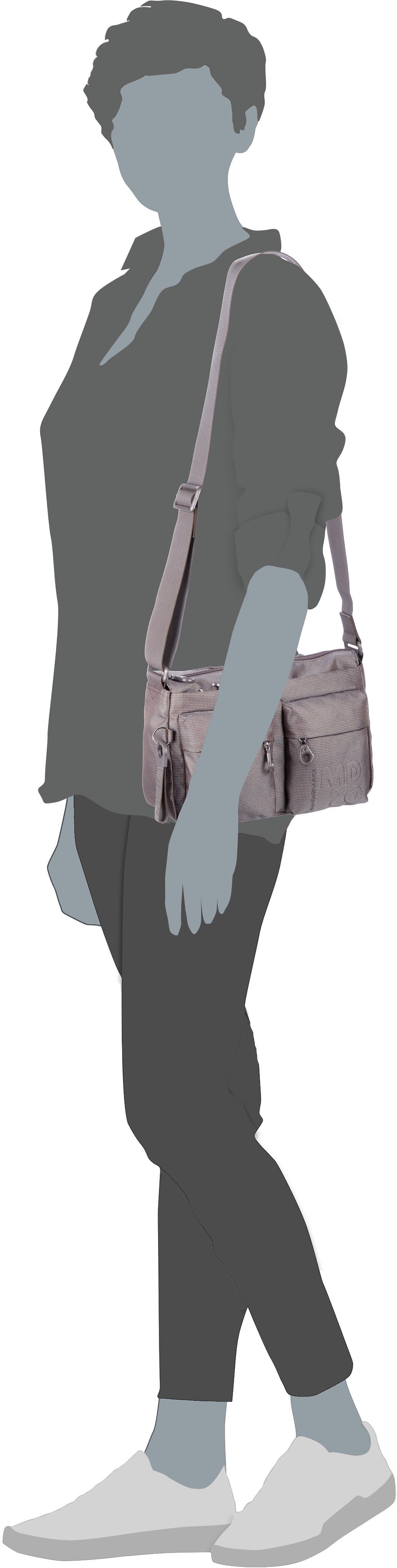 Mandarina Duck MD20 QMTX5 Steel Crossbody Bag – Silhouettenansicht
