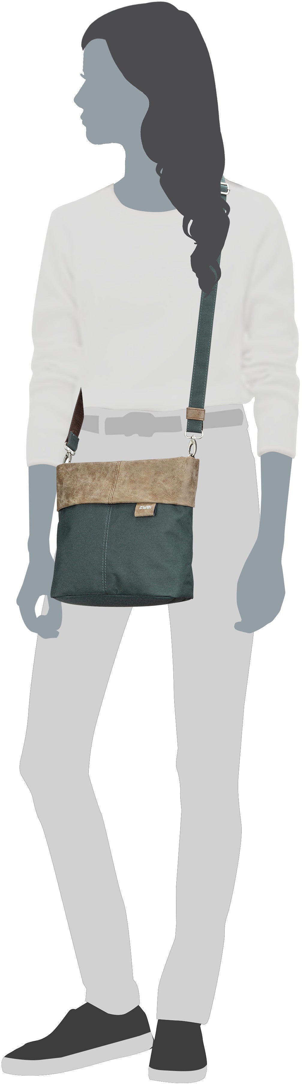 zwei Olli OT8 Sand Beuteltasche – Silhouettenansicht