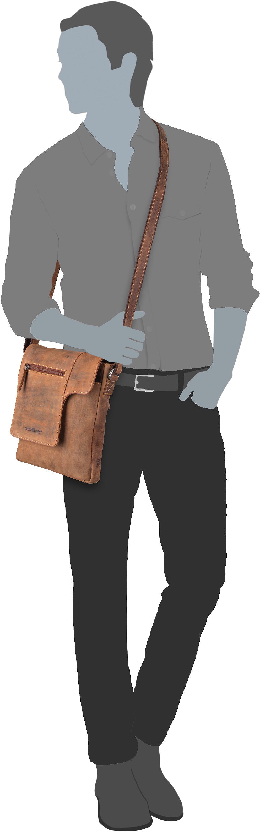 Greenburry Vintage 1650 Brown Crossbody Bag – Silhouettenansicht