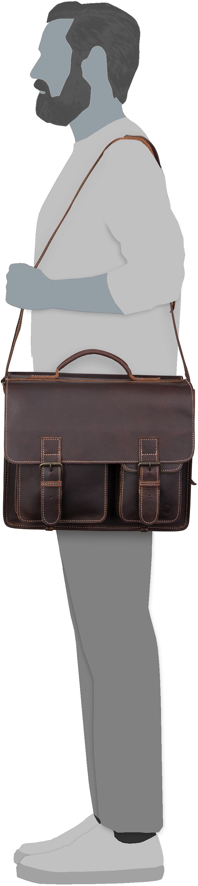 Greenburry Buffalo 1128 Mappe XXL Brown Aktentasche – Silhouettenansicht