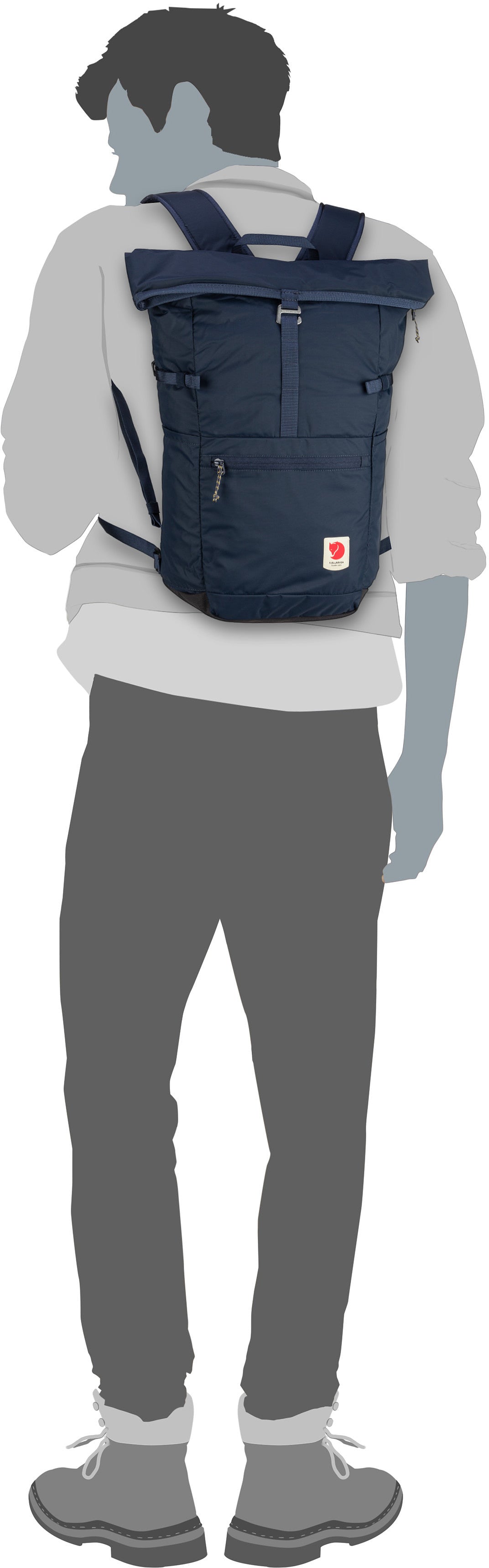 Fjällräven High Coast Foldsack 24 Dawn Blue Rolltop Rucksack – Silhouettenansicht