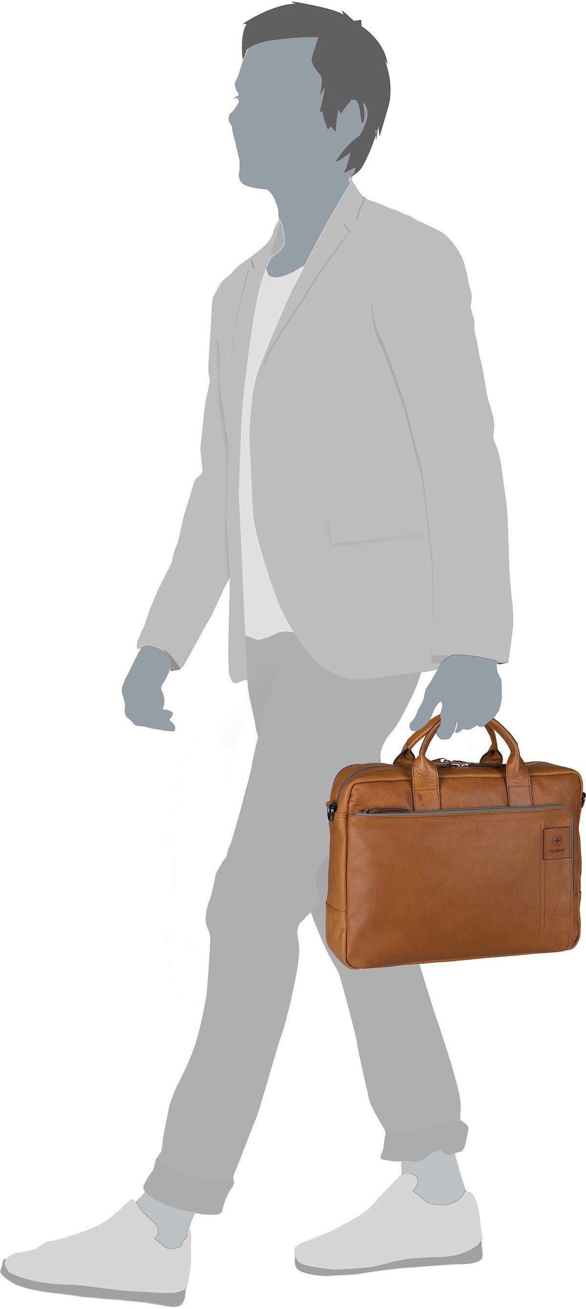 Strellson Hyde Park BriefBag SHZ Cognac Aktentasche – Silhouettenansicht