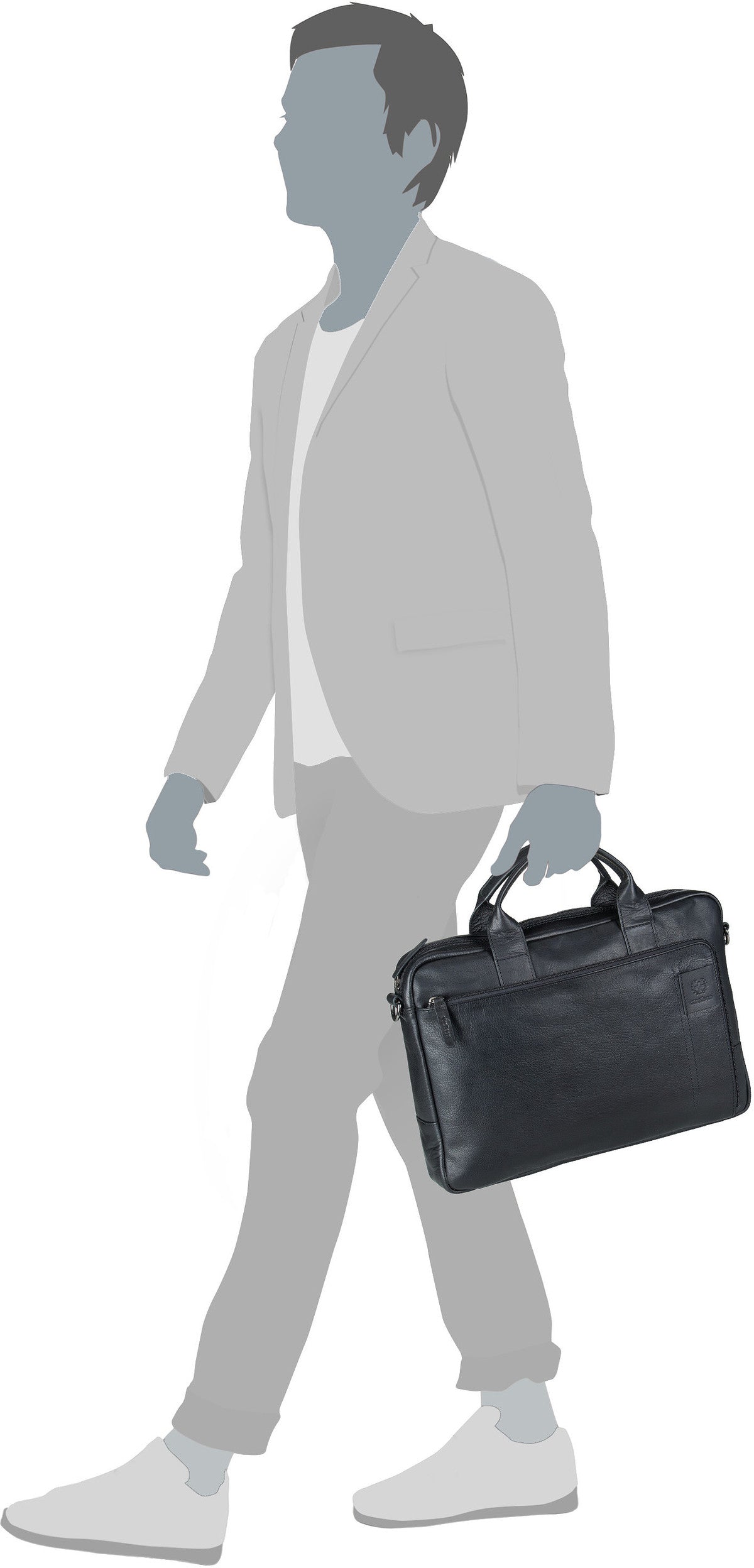 Strellson Hyde Park BriefBag SHZ1 Black Aktentasche – Silhouettenansicht