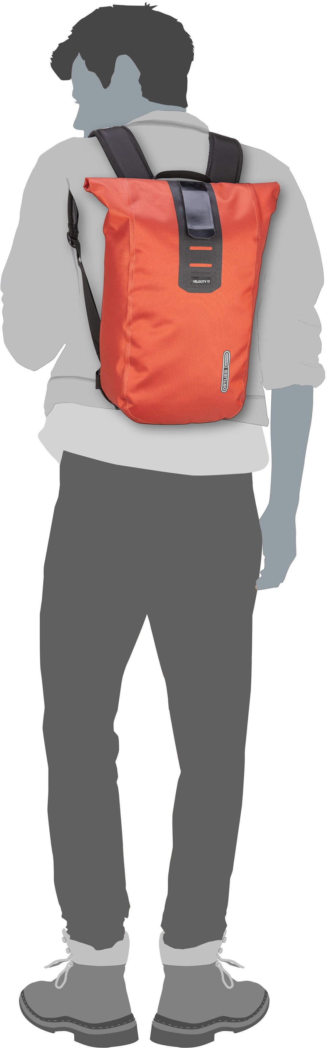 ORTLIEB Velocity PS 17L Rooibos Rolltop Rucksack – Silhouettenansicht