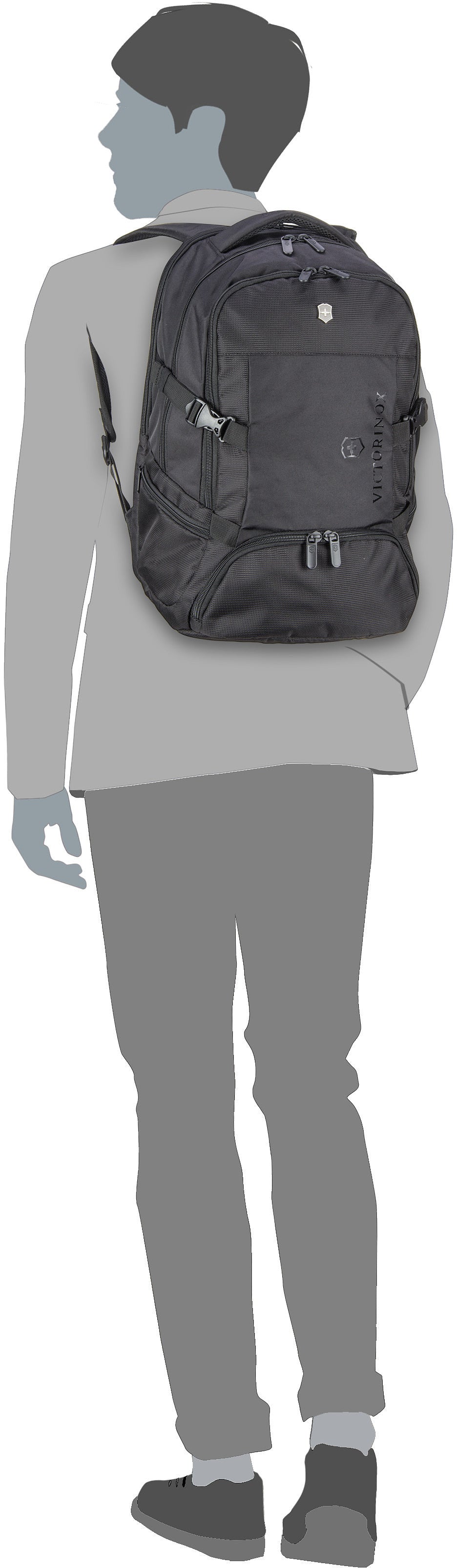 Victorinox Vx Sport EVO Deluxe Backpack Black/Black Rucksack – Silhouettenansicht