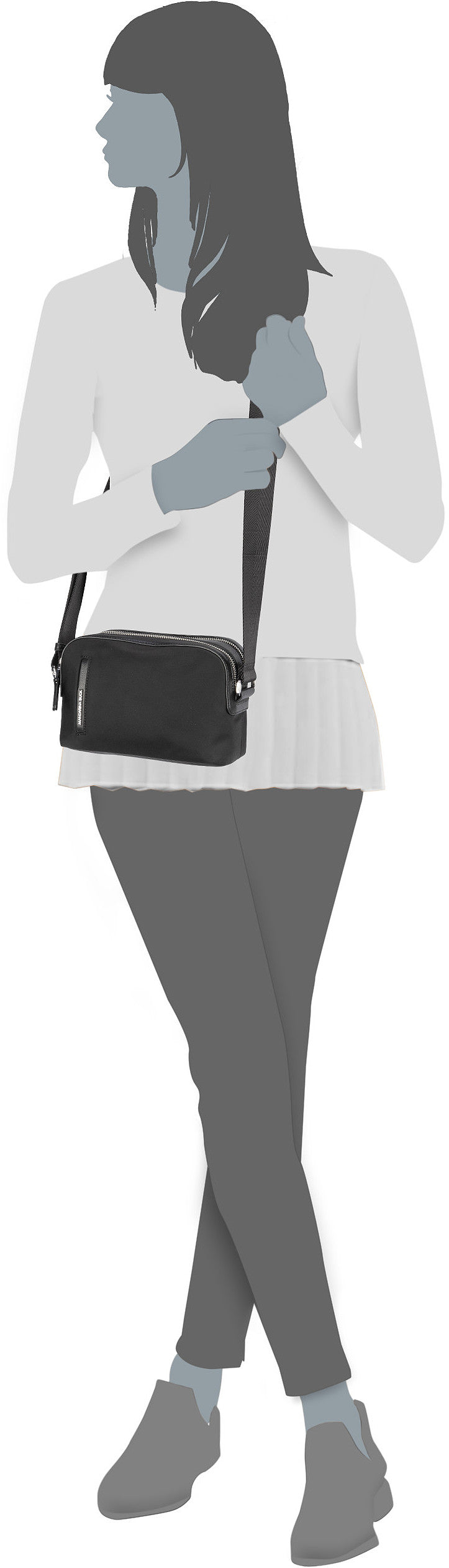 Mandarina Duck Hunter Crossover VCT02 Black Crossbody Bag – Silhouettenansicht