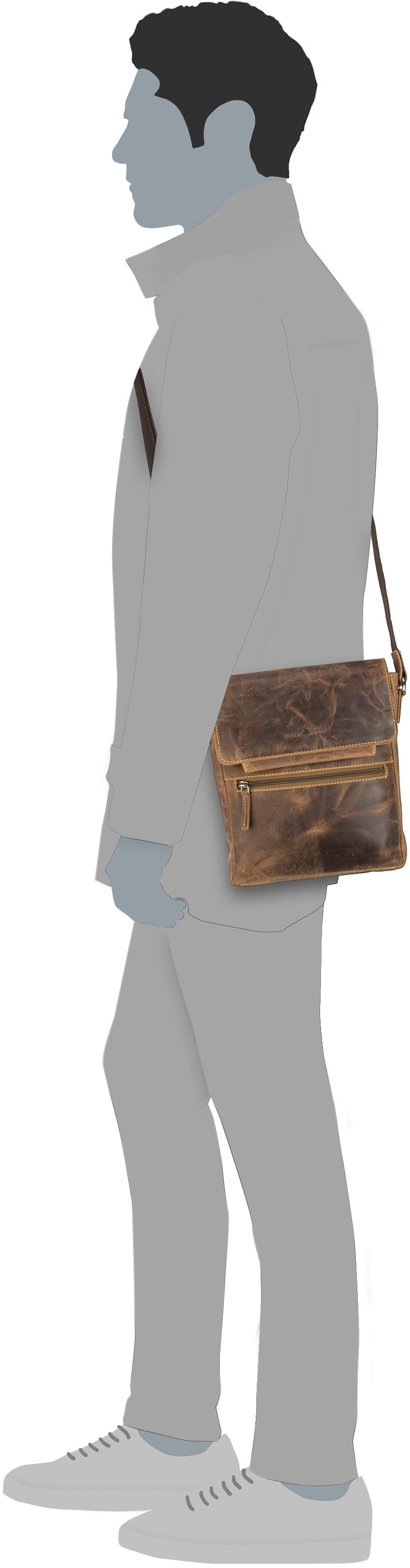 Greenburry Vintage 1650C Brown Crossbody Bag – Silhouettenansicht