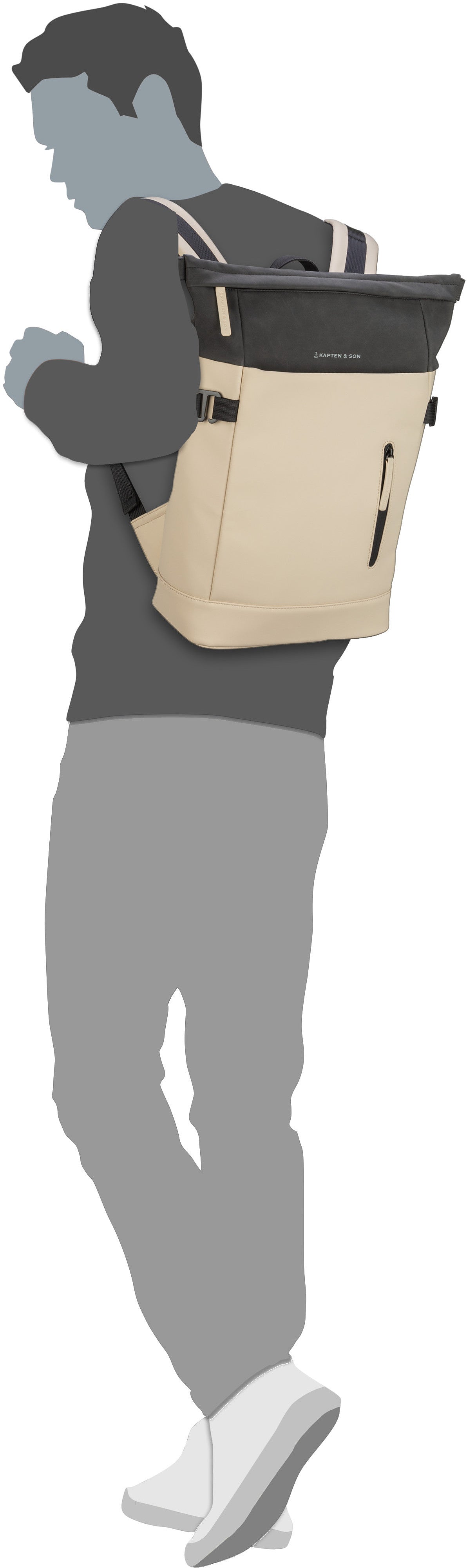 Kapten & Son Aarhus All Black Rucksack – Silhouettenansicht