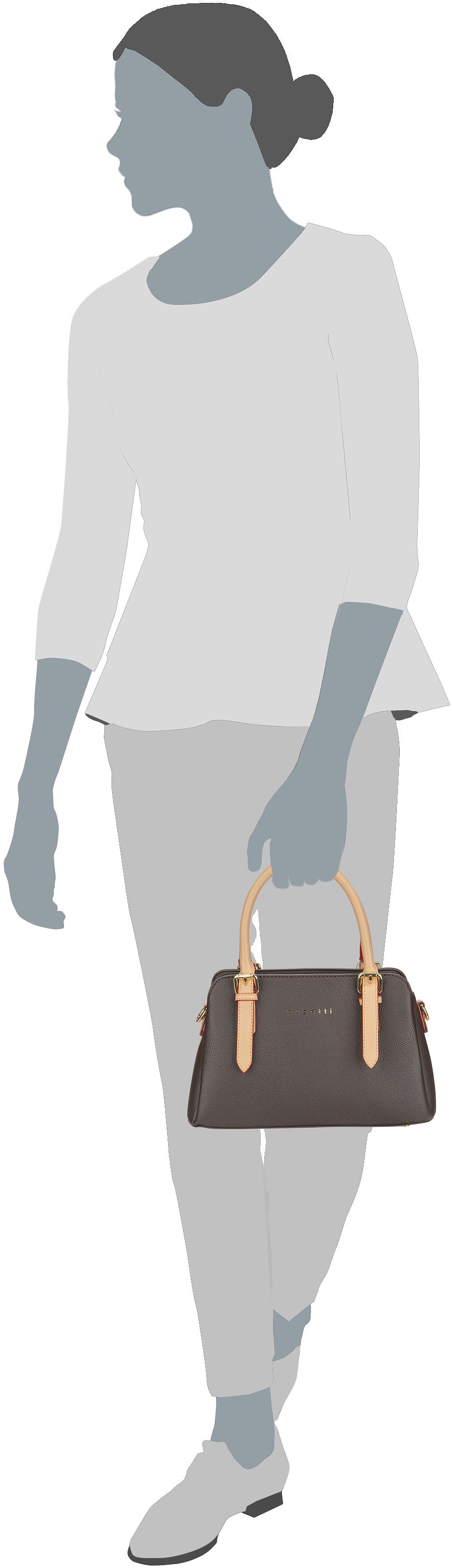 Bugatti Ella Bowling Bag S Dunkelbraun Bowling Bag – Silhouettenansicht