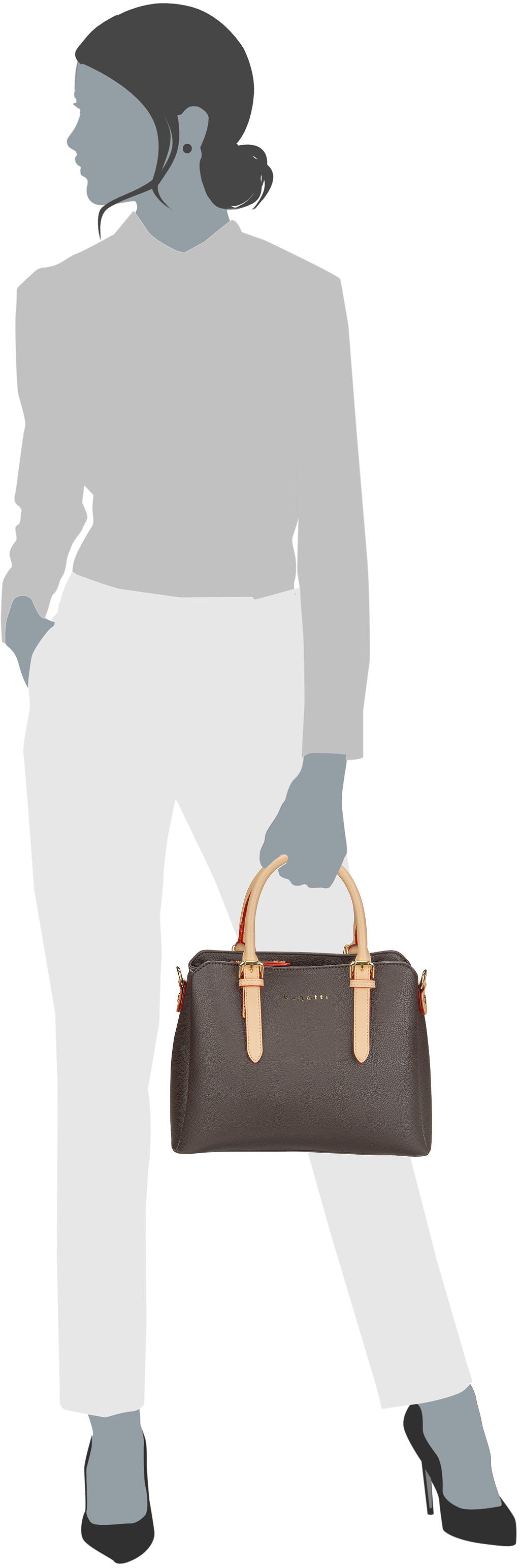 Bugatti Ella M Beige Bowling Bag – Silhouettenansicht