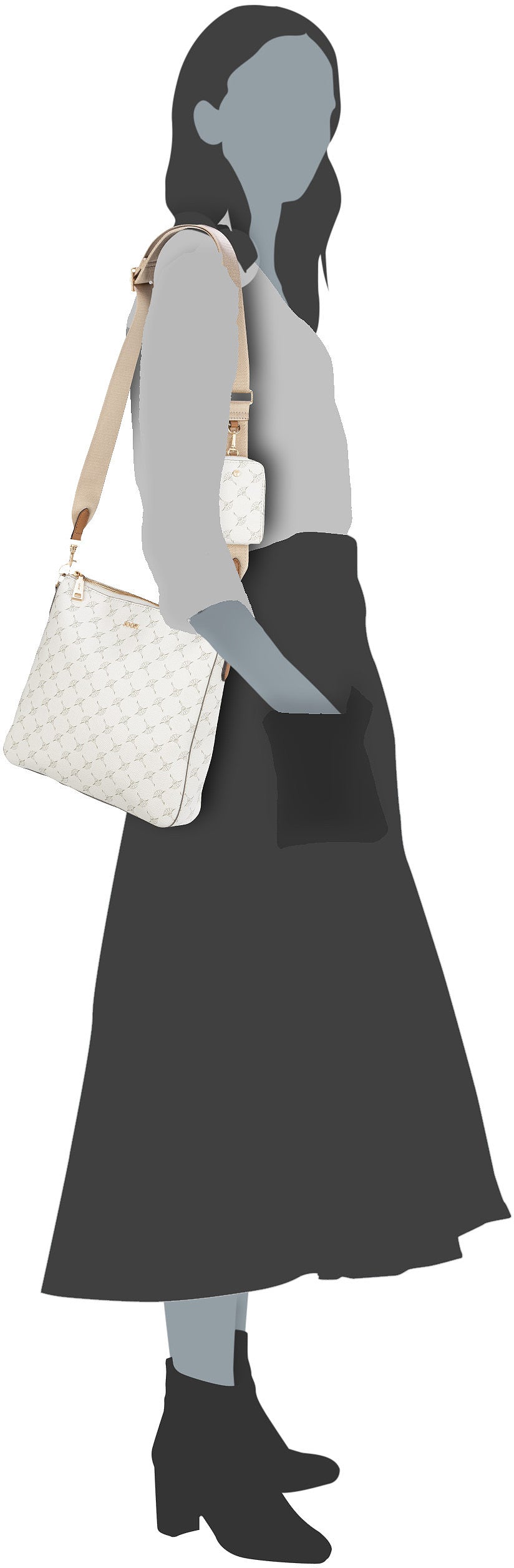 Joop Cortina 1.0 Jasmina MVZ Off White Beuteltasche – Silhouettenansicht